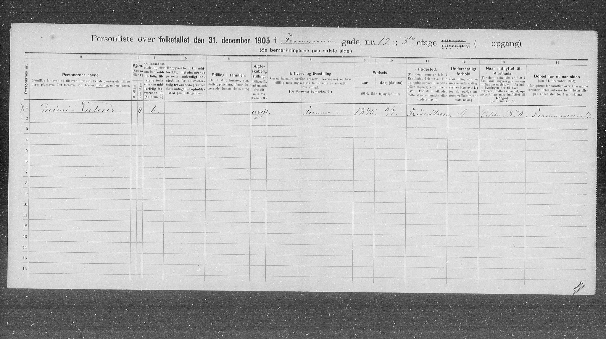 OBA, Kommunal folketelling 31.12.1905 for Kristiania kjøpstad, 1905, s. 13197