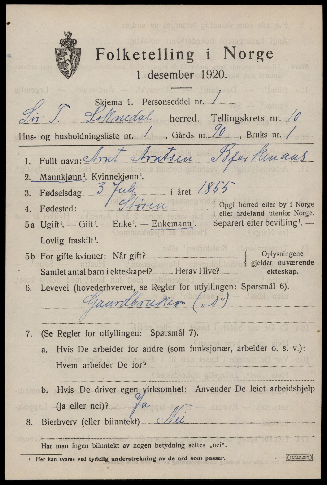 SAT, Folketelling 1920 for 1649 Soknedal herred, 1920, s. 4586