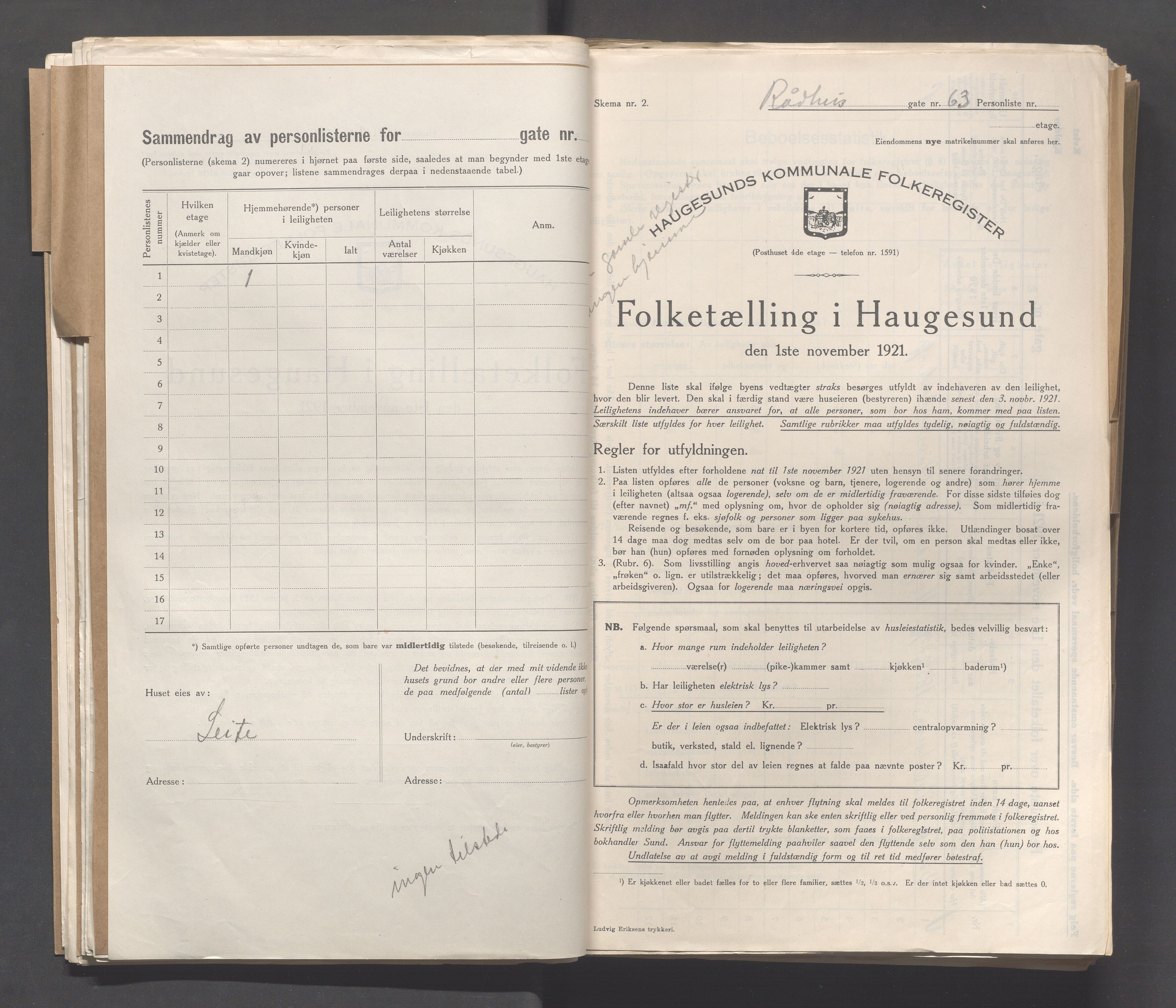 IKAR, Kommunal folketelling 1.11.1921 for Haugesund, 1921, s. 3239