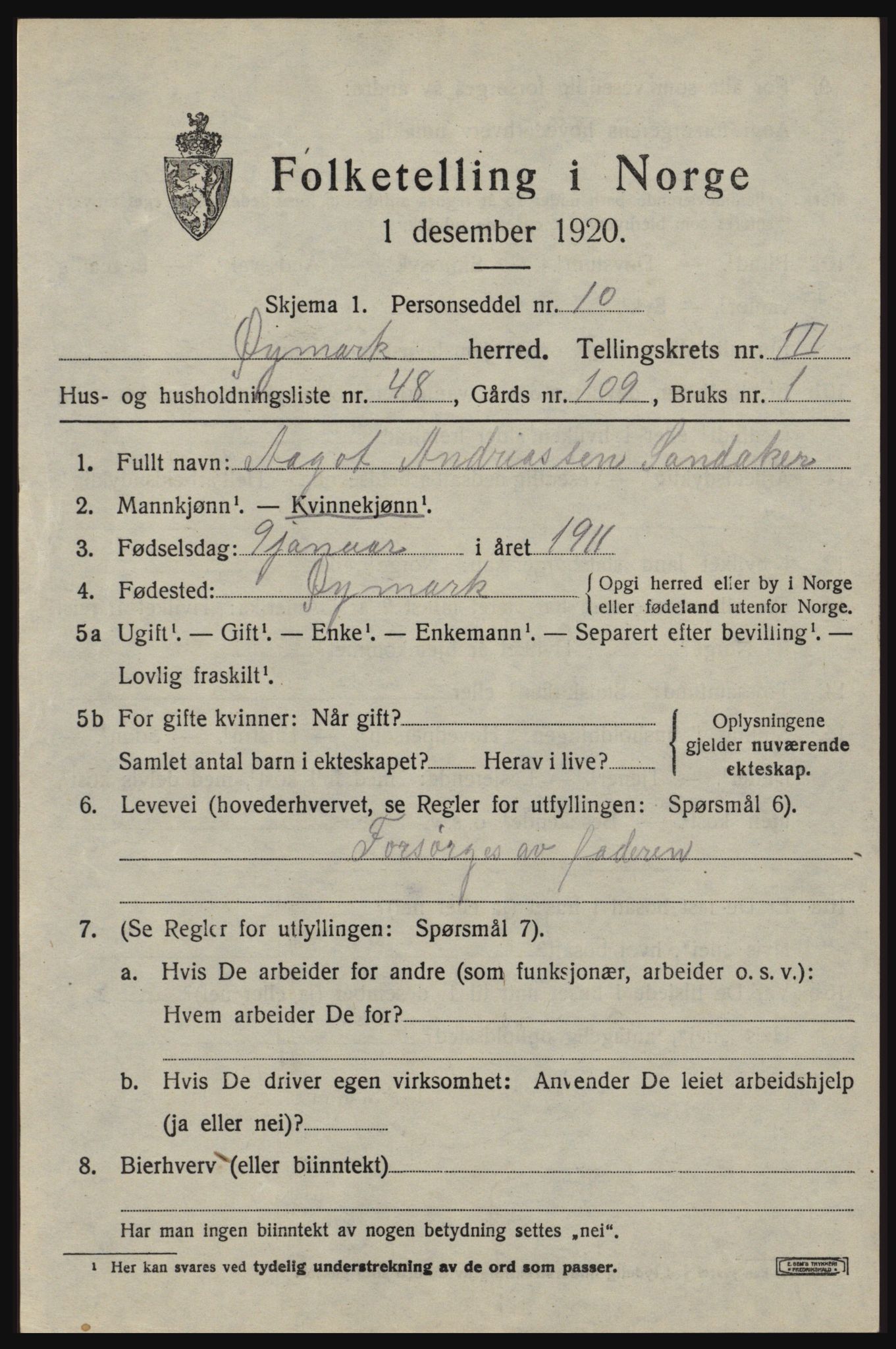 SAO, Folketelling 1920 for 0119 Øymark herred, 1920, s. 2935