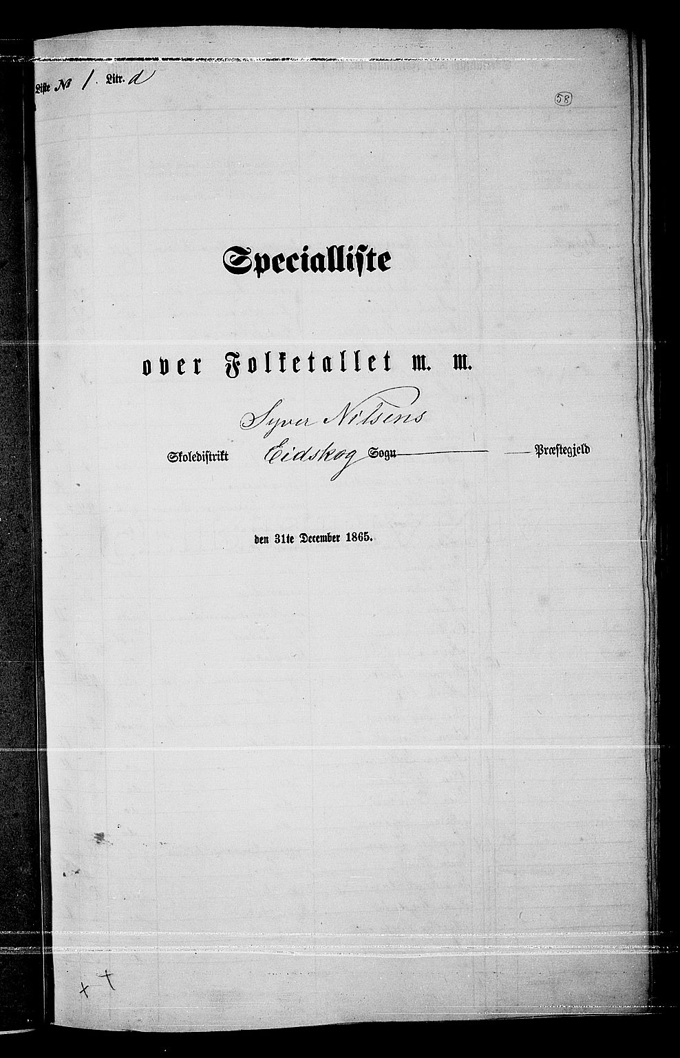 RA, Folketelling 1865 for 0420P Eidskog prestegjeld, 1865, s. 55
