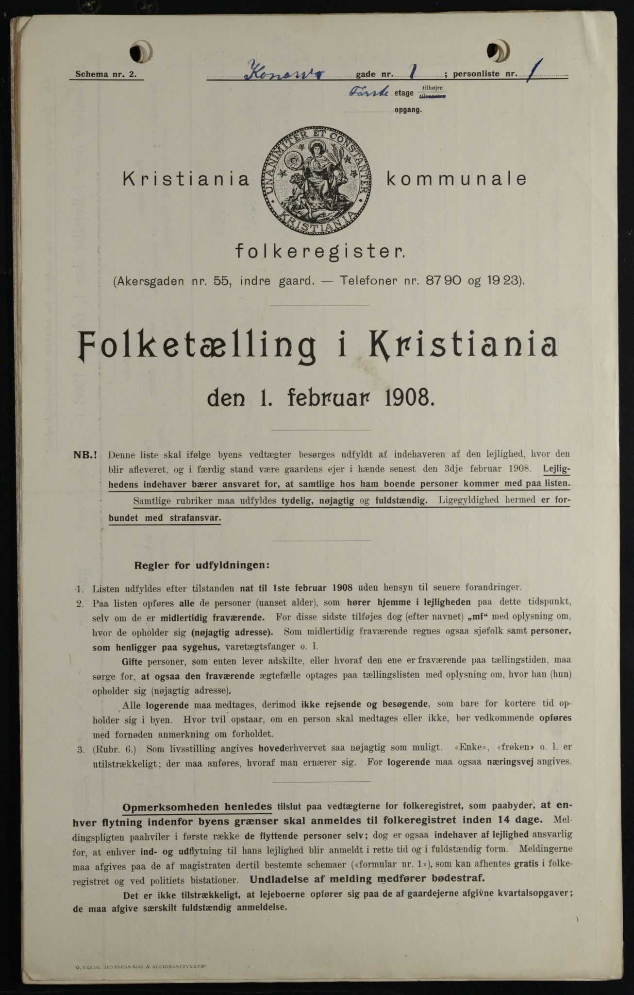 OBA, Kommunal folketelling 1.2.1908 for Kristiania kjøpstad, 1908, s. 47467