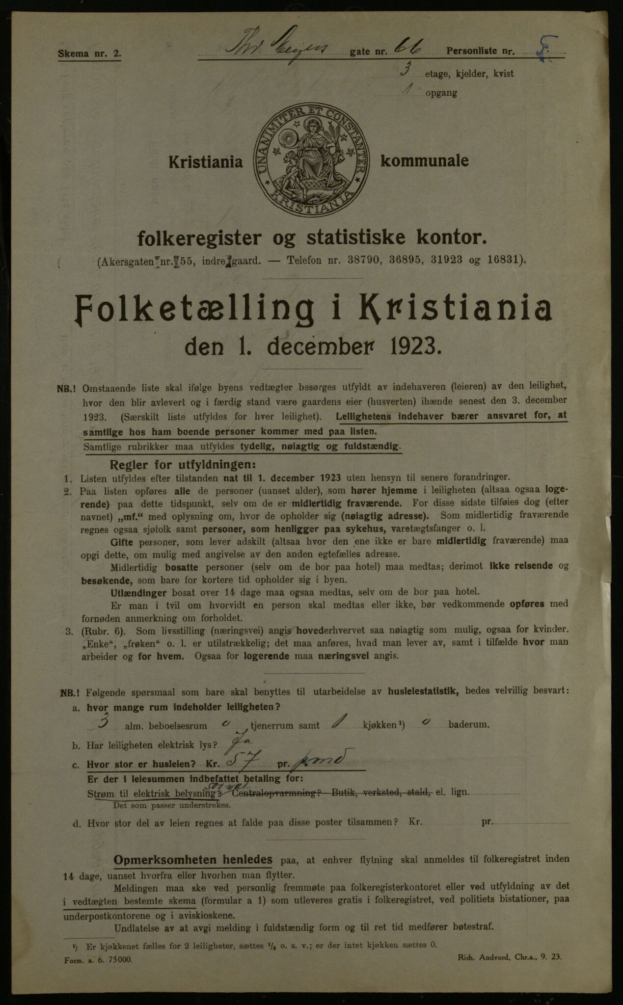 OBA, Kommunal folketelling 1.12.1923 for Kristiania, 1923, s. 122406