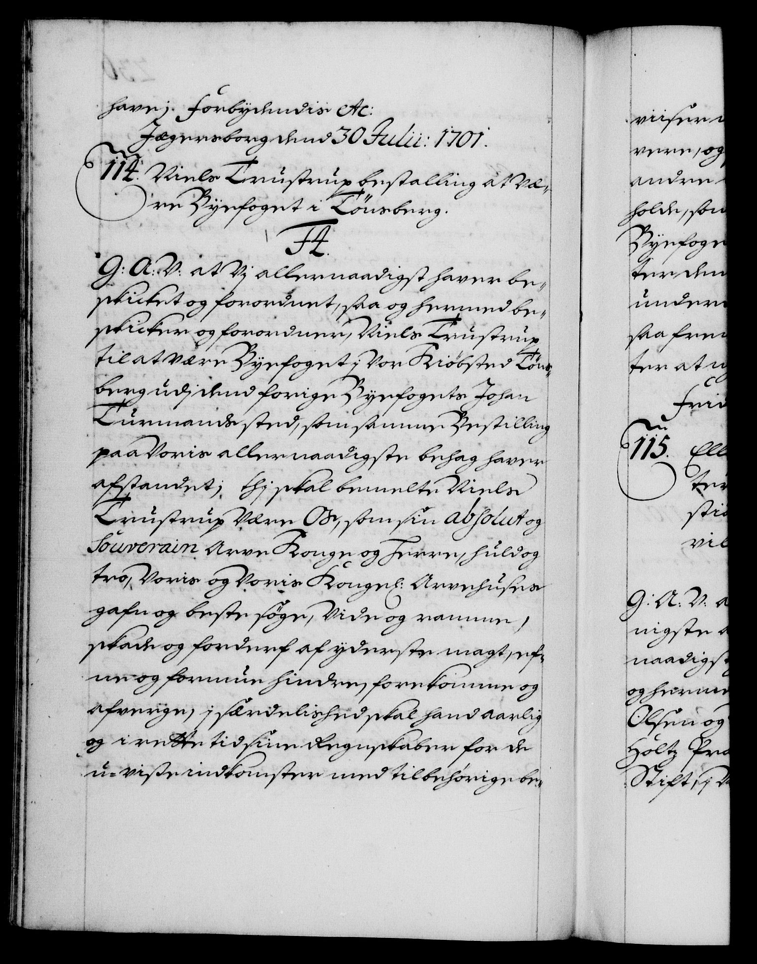 Danske Kanselli 1572-1799, RA/EA-3023/F/Fc/Fca/Fcaa/L0018: Norske registre, 1699-1703, s. 236b