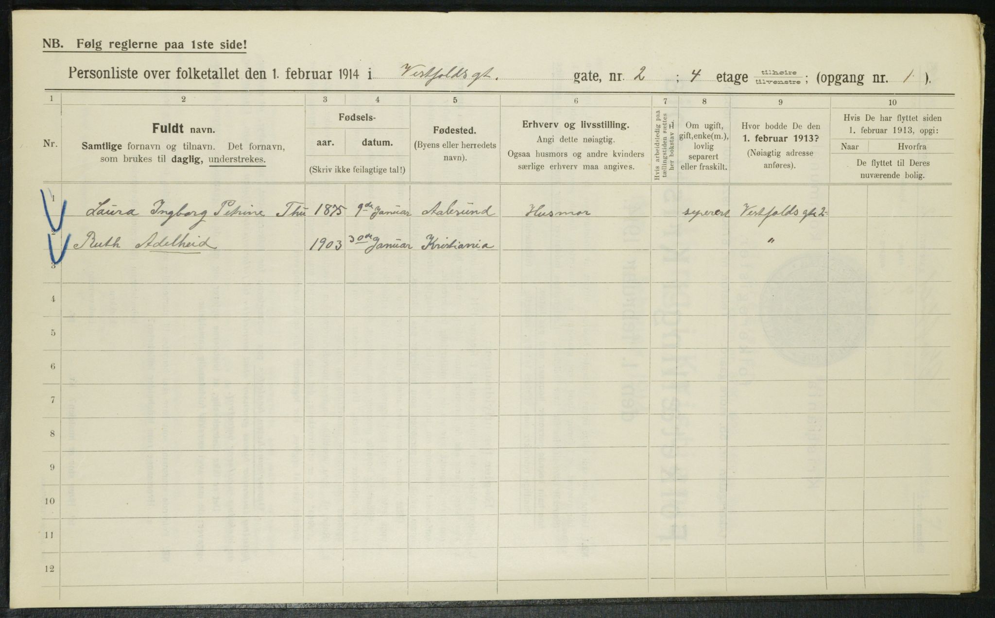 OBA, Kommunal folketelling 1.2.1914 for Kristiania, 1914, s. 123467