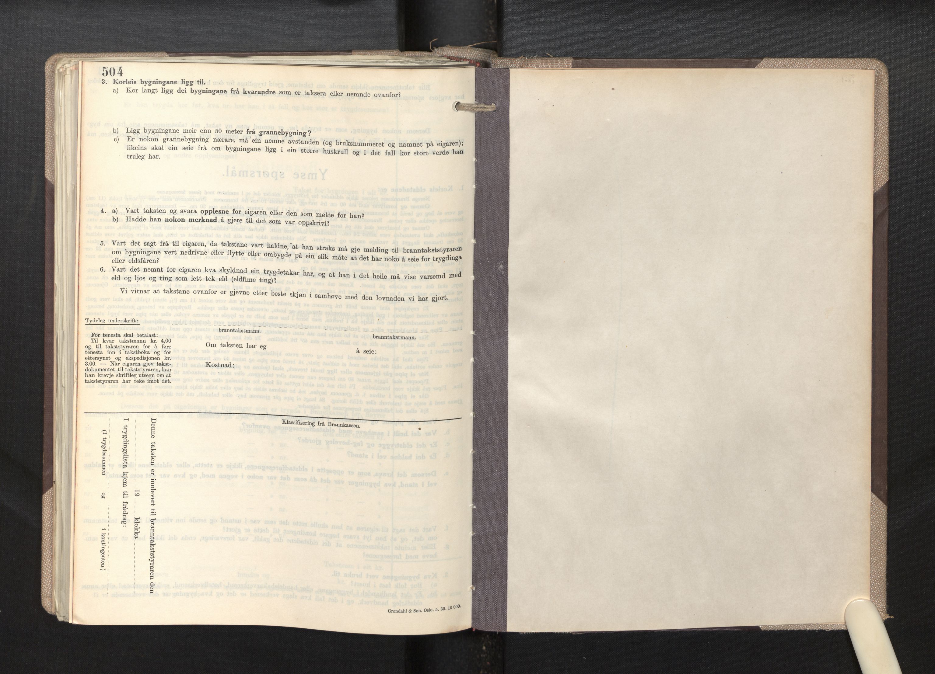 Lensmannen i Fjell, AV/SAB-A-32301/0012/L0007: Branntakstprotokoll, skjematakst, 1946-1955, s. 504