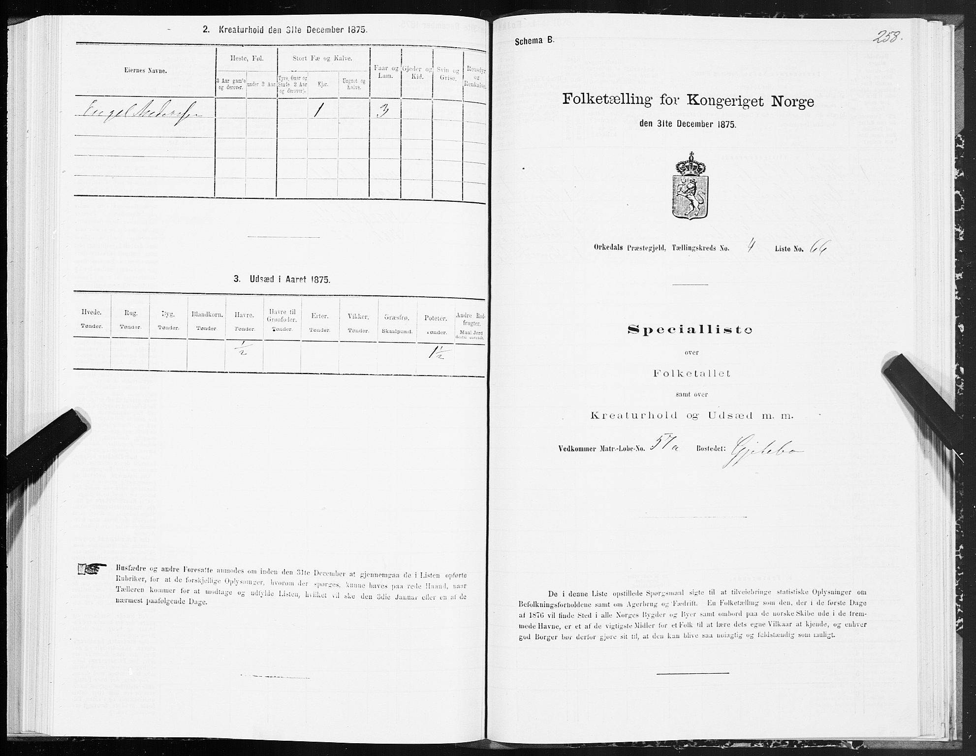 SAT, Folketelling 1875 for 1638P Orkdal prestegjeld, 1875, s. 2258