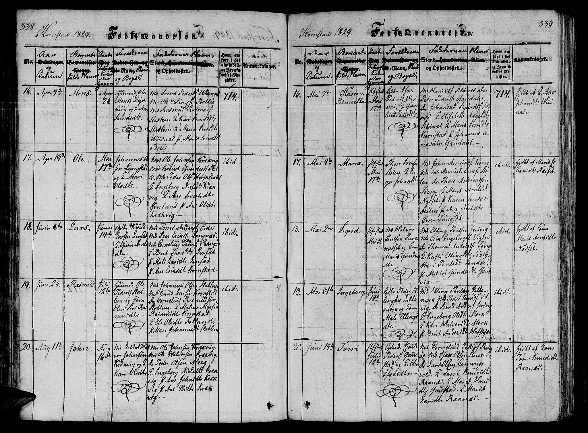 Ministerialprotokoller, klokkerbøker og fødselsregistre - Møre og Romsdal, AV/SAT-A-1454/568/L0800: Ministerialbok nr. 568A09 /3, 1820-1830, s. 338-339