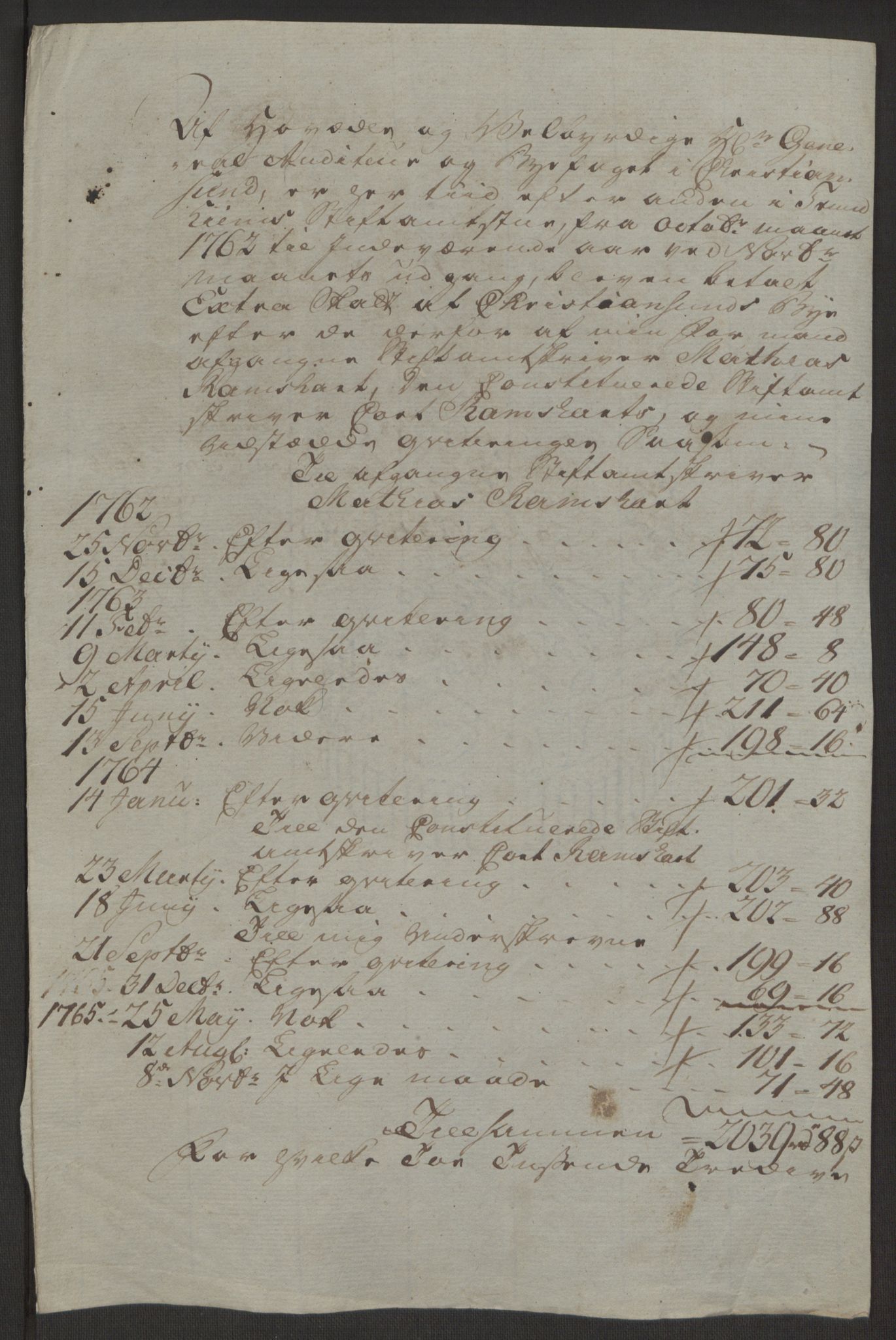 Rentekammeret inntil 1814, Reviderte regnskaper, Byregnskaper, RA/EA-4066/R/Rr/L0495/0004: [R1] Kontribusjonsregnskap / Ekstraskatt, 1762-1772, s. 48