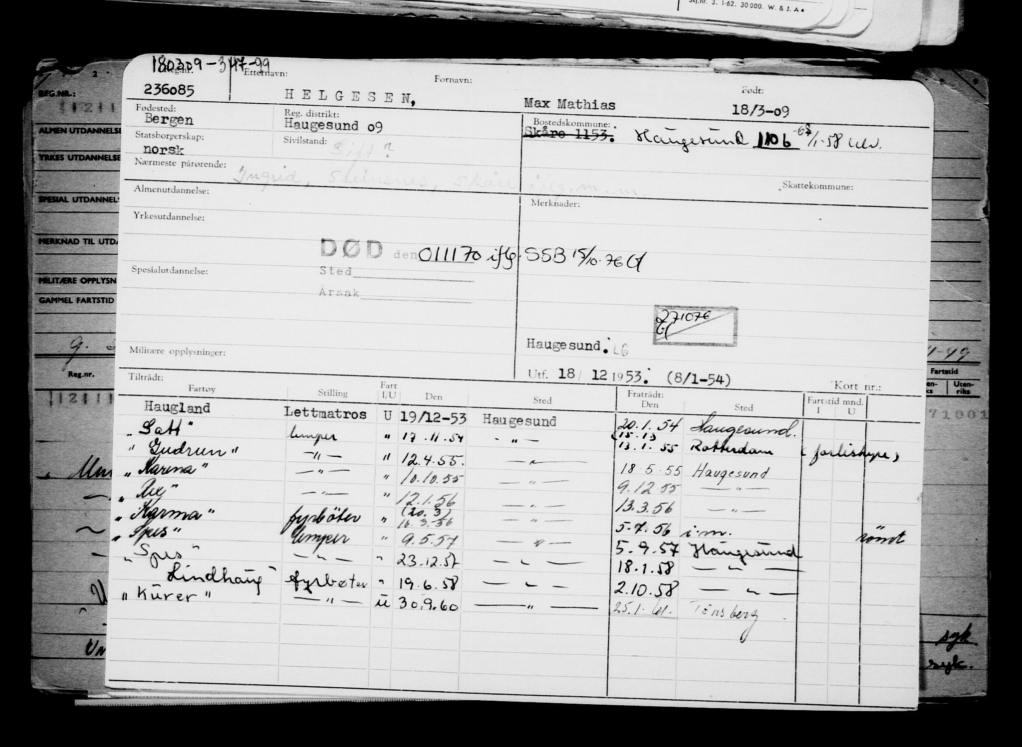 Direktoratet for sjømenn, AV/RA-S-3545/G/Gb/L0082: Hovedkort, 1909, s. 274