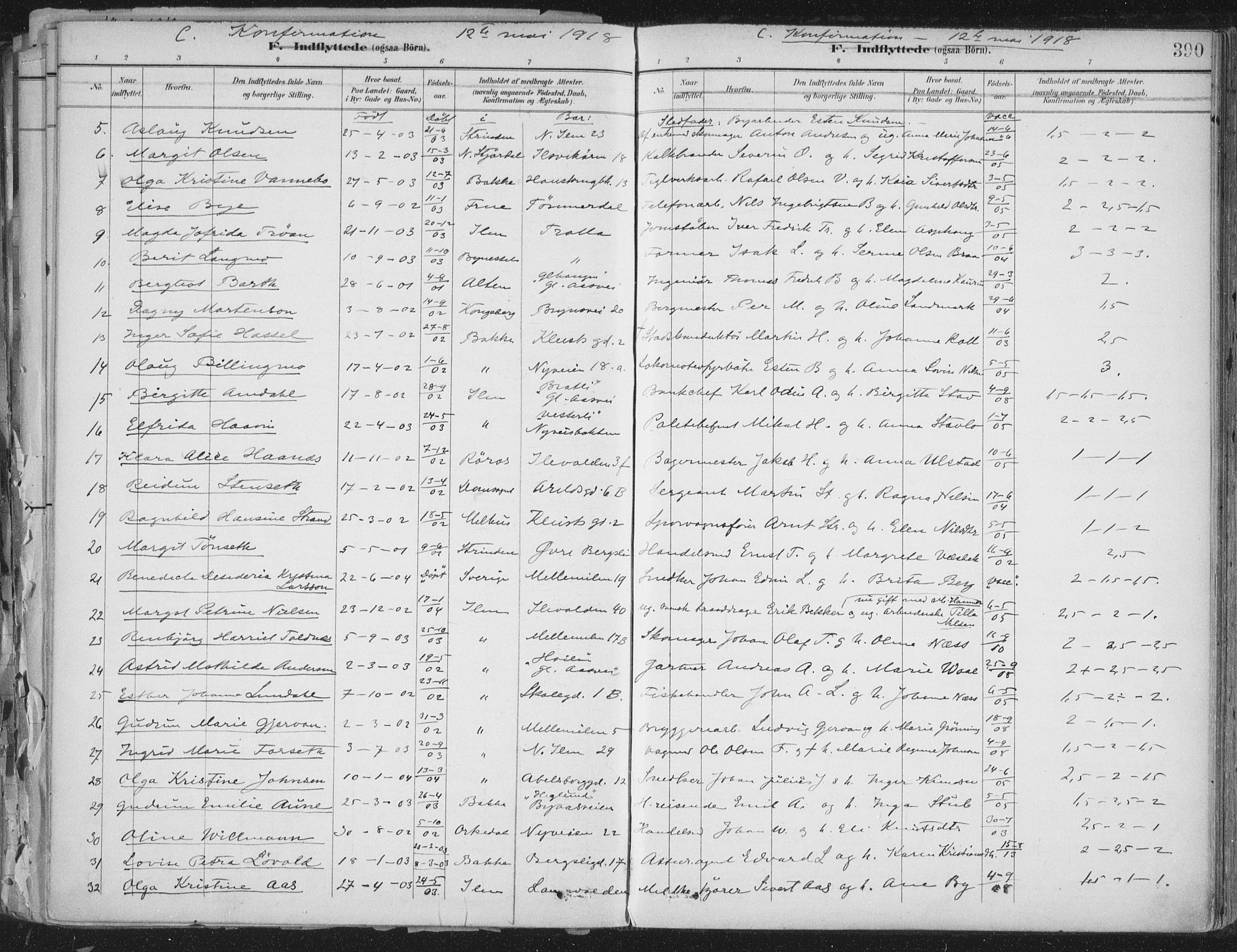Ministerialprotokoller, klokkerbøker og fødselsregistre - Sør-Trøndelag, SAT/A-1456/603/L0167: Ministerialbok nr. 603A06, 1896-1932, s. 390