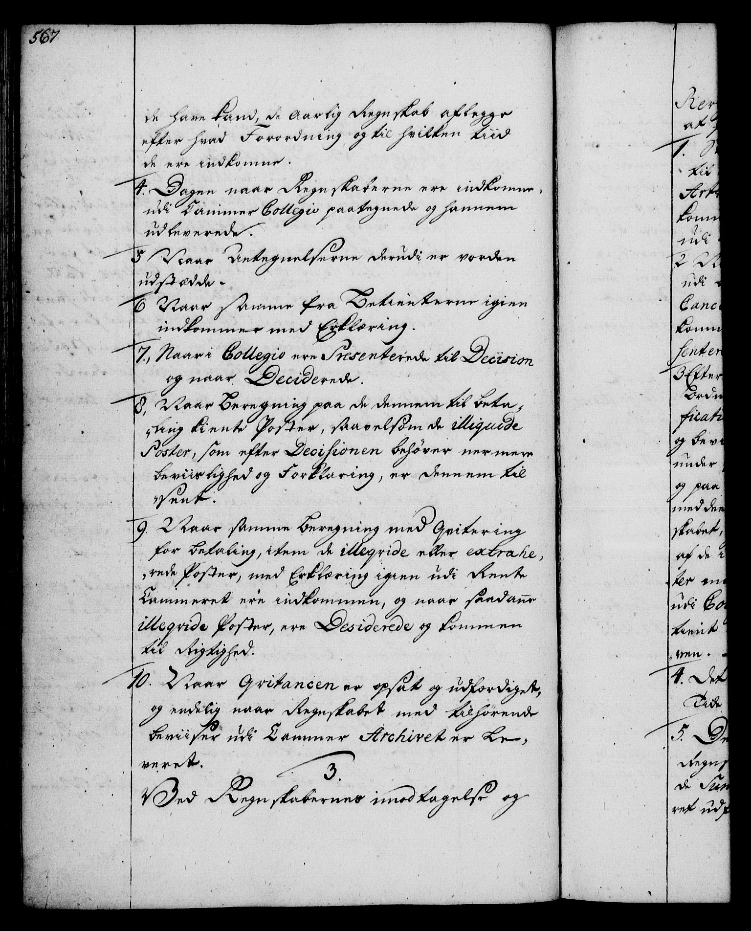 Rentekammeret, Kammerkanselliet, RA/EA-3111/G/Gg/Ggi/L0002: Norsk instruksjonsprotokoll med register (merket RK 53.35), 1729-1751, s. 567