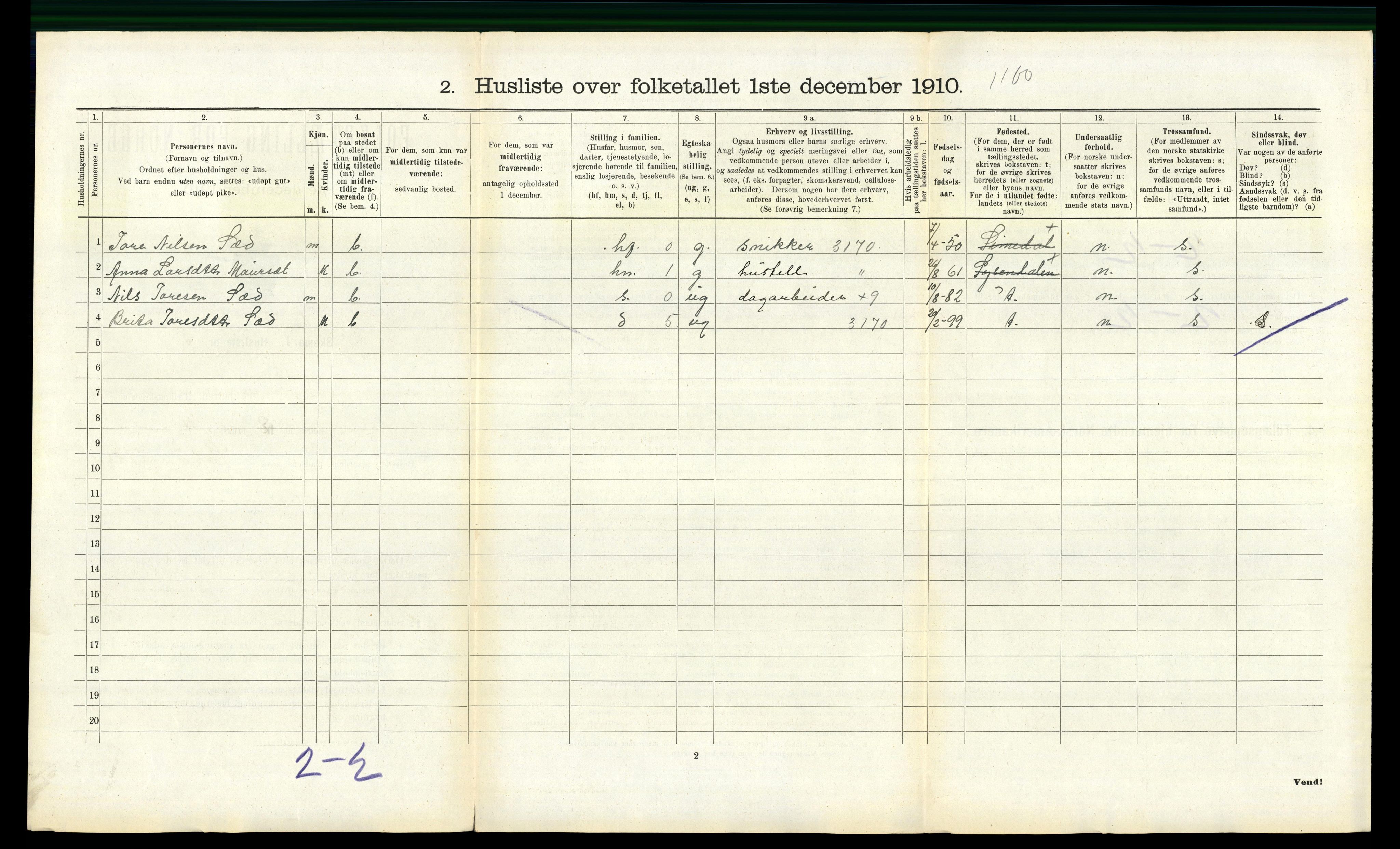 RA, Folketelling 1910 for 1232 Eidfjord herred, 1910, s. 294