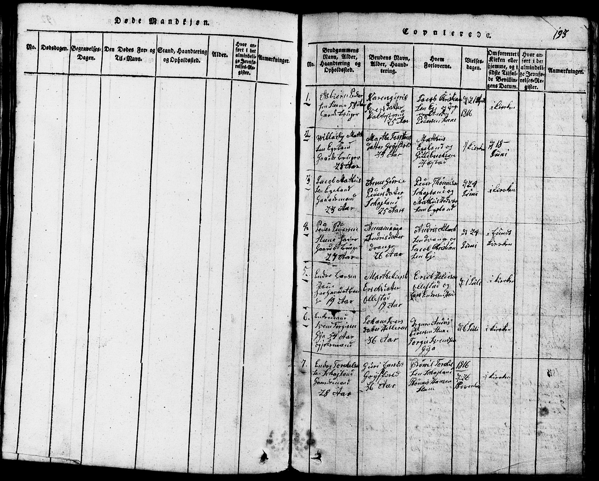 Lund sokneprestkontor, SAST/A-101809/S07/L0001: Klokkerbok nr. B 1, 1815-1853, s. 193