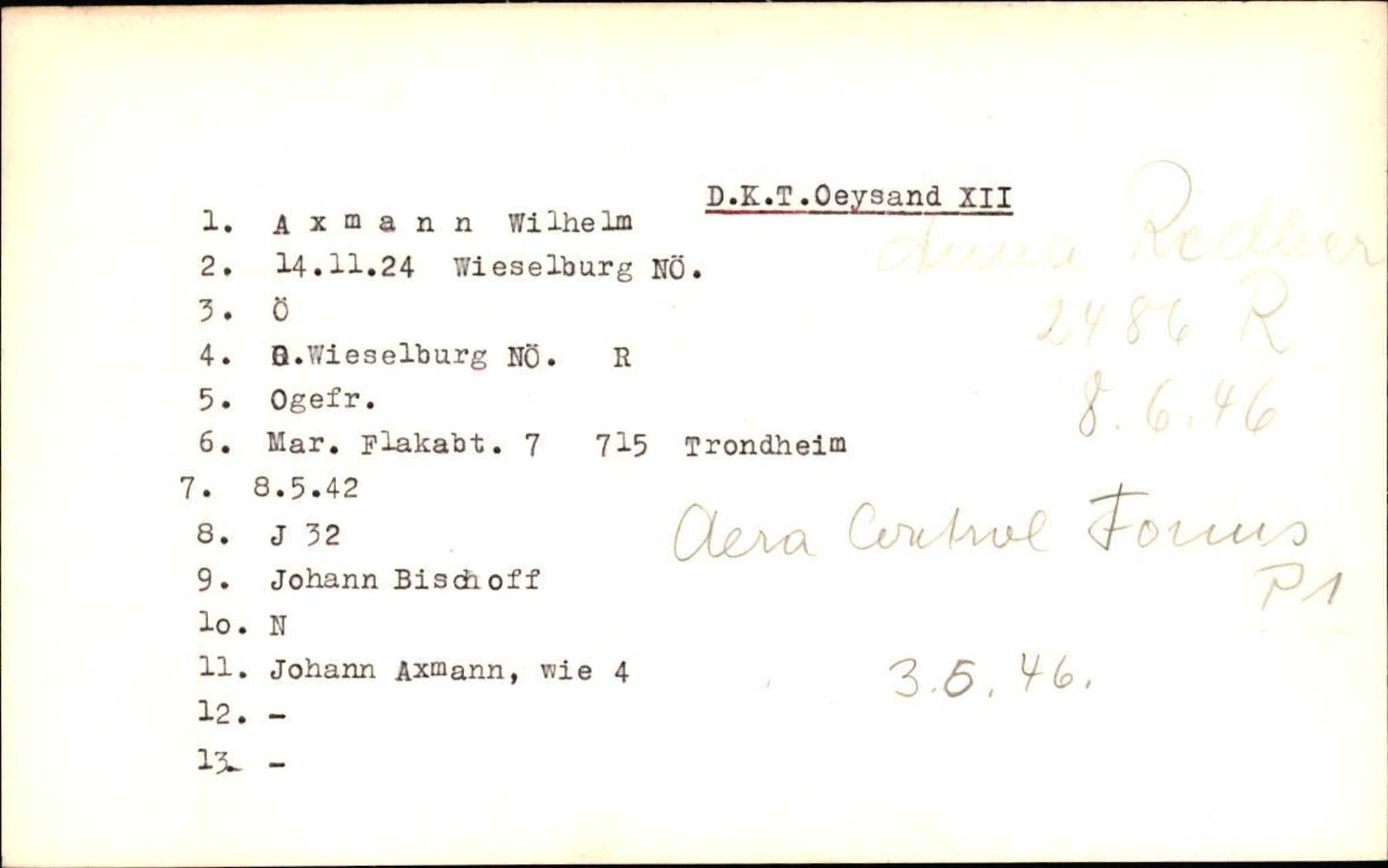 Hjemsendte tyskere , RA/RAFA-6487/D/Db/L0006: Adam-Zimmerman + Ableiter-Barta, 1945-1947, s. 791