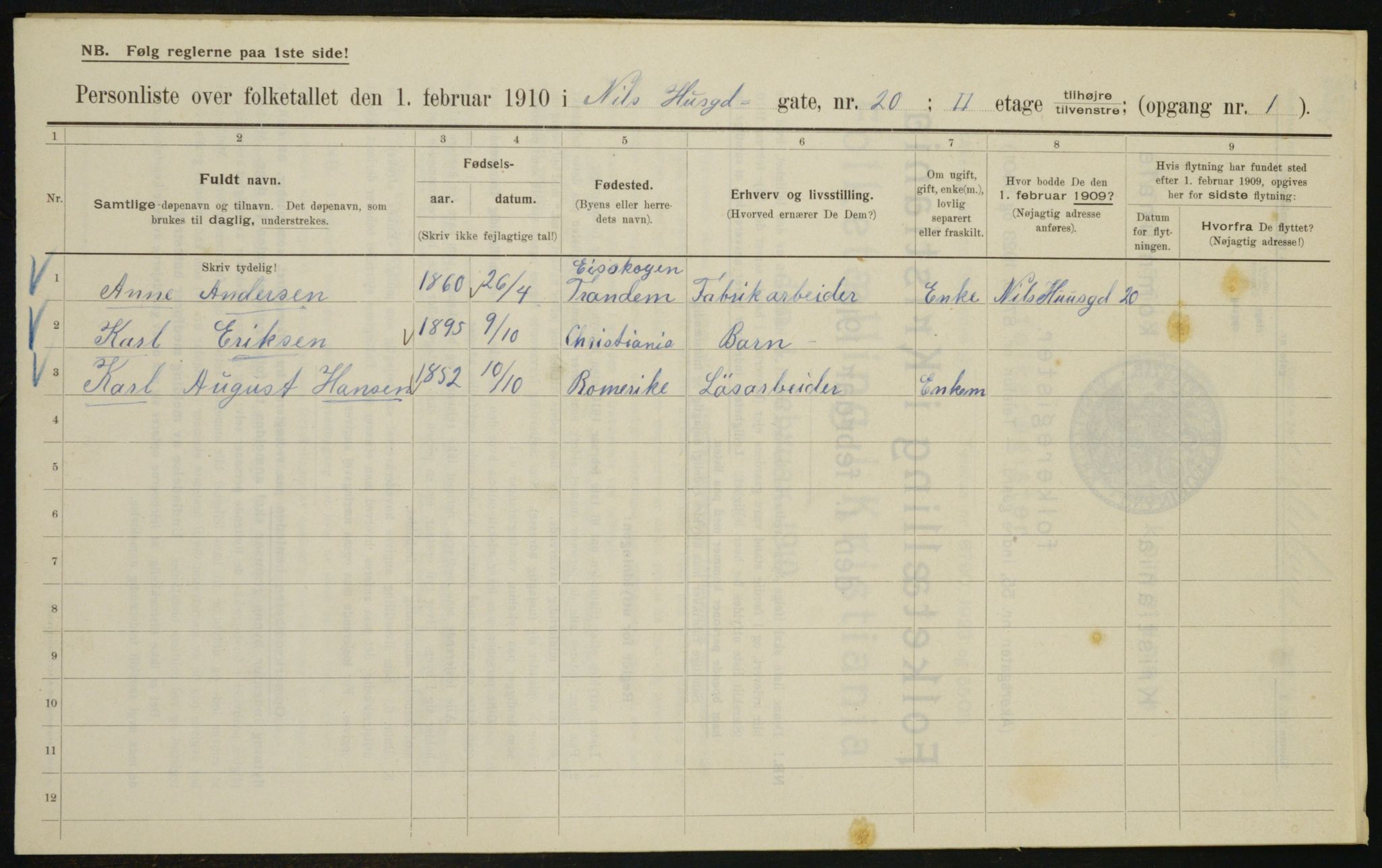 OBA, Kommunal folketelling 1.2.1910 for Kristiania, 1910, s. 68683