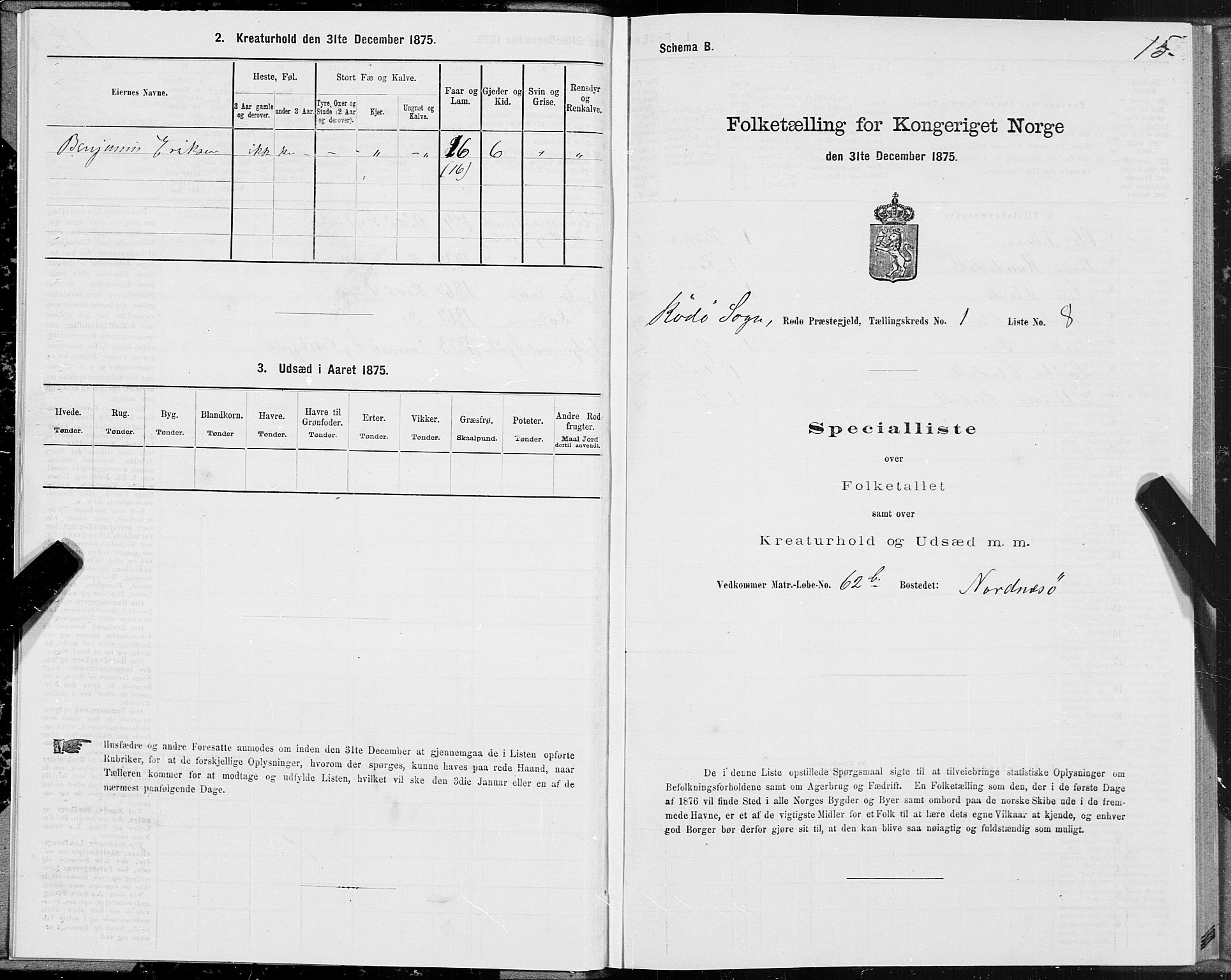 SAT, Folketelling 1875 for 1836P Rødøy prestegjeld, 1875, s. 1015