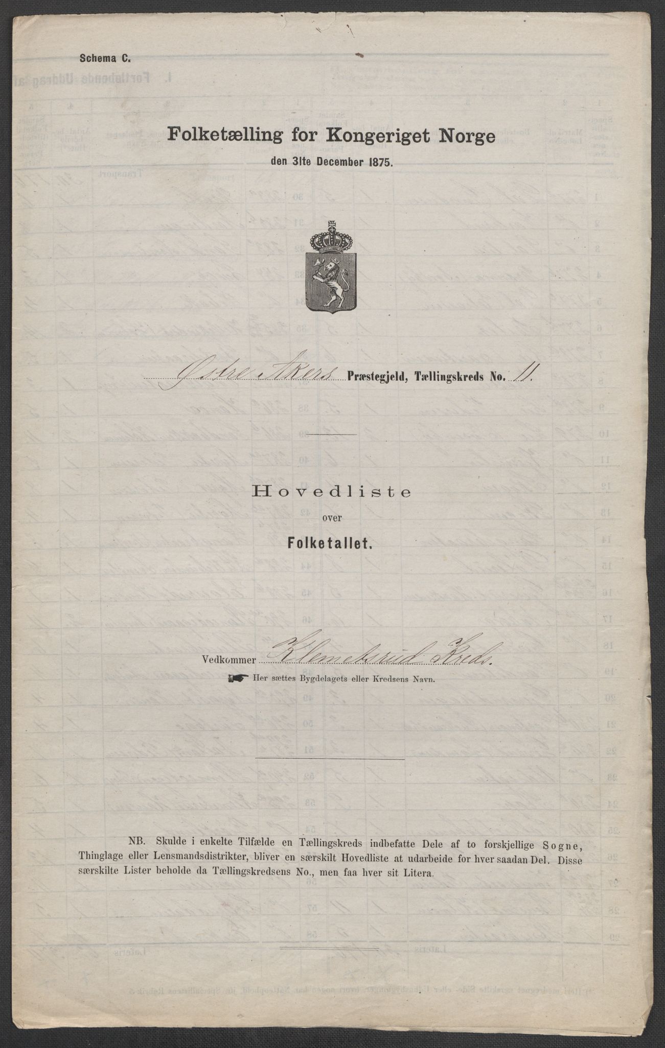 RA, Folketelling 1875 for 0218bP Østre Aker prestegjeld, 1875, s. 84