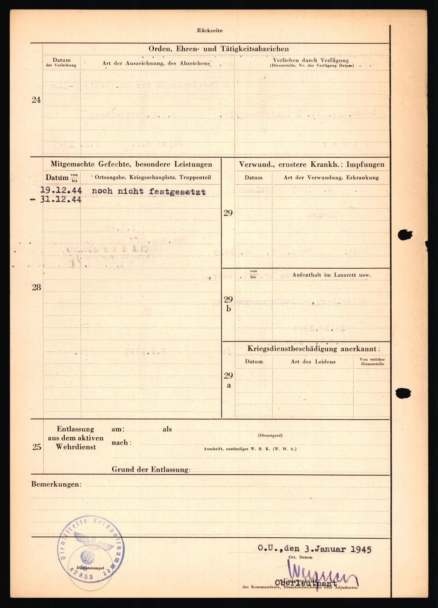 Forsvarets Overkommando. 2 kontor. Arkiv 11.4. Spredte tyske arkivsaker, AV/RA-RAFA-7031/D/Dar/Dara/L0018: Personalbøker, 1940-1945, s. 1188