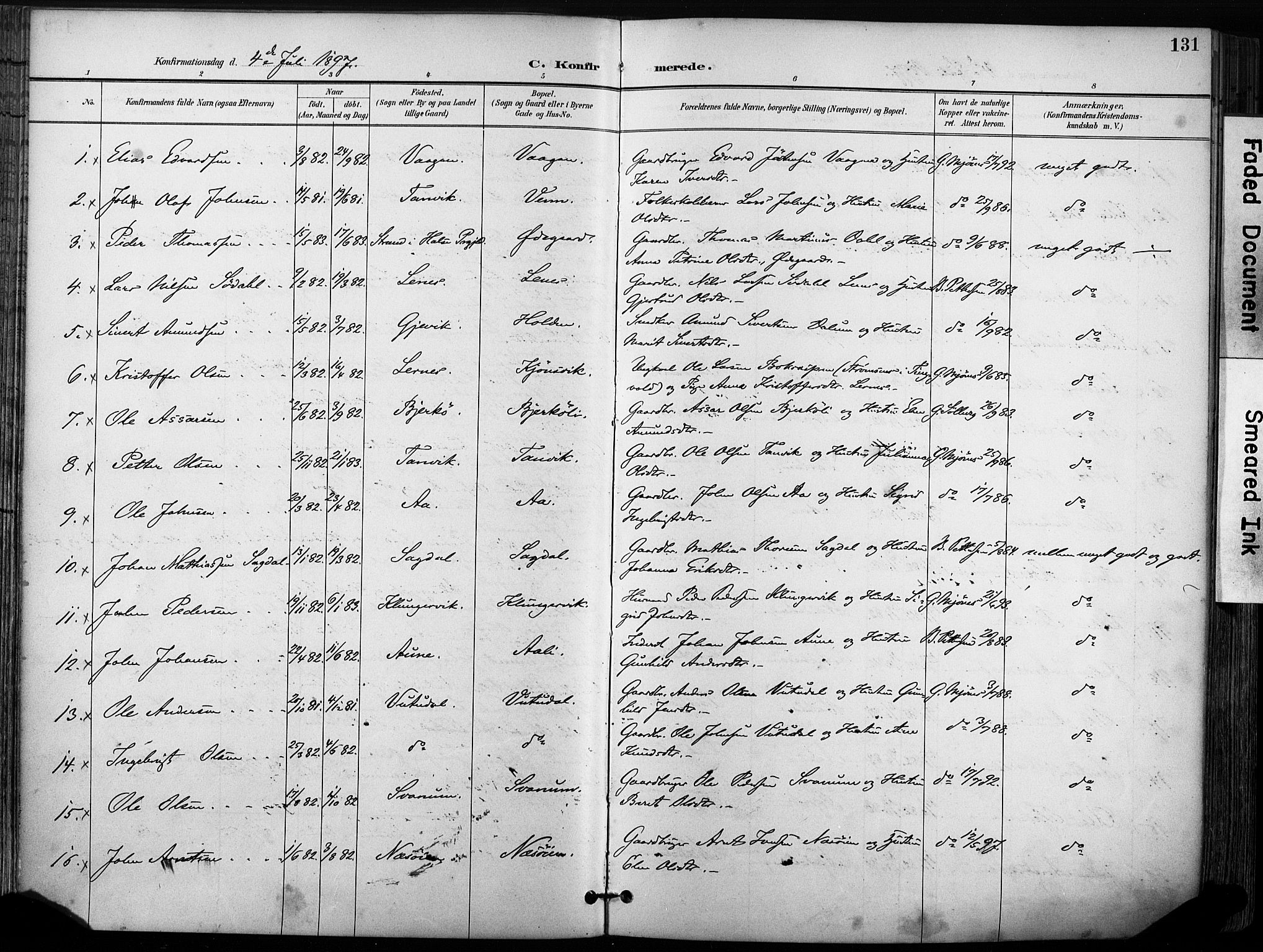 Ministerialprotokoller, klokkerbøker og fødselsregistre - Sør-Trøndelag, AV/SAT-A-1456/630/L0497: Ministerialbok nr. 630A10, 1896-1910, s. 131
