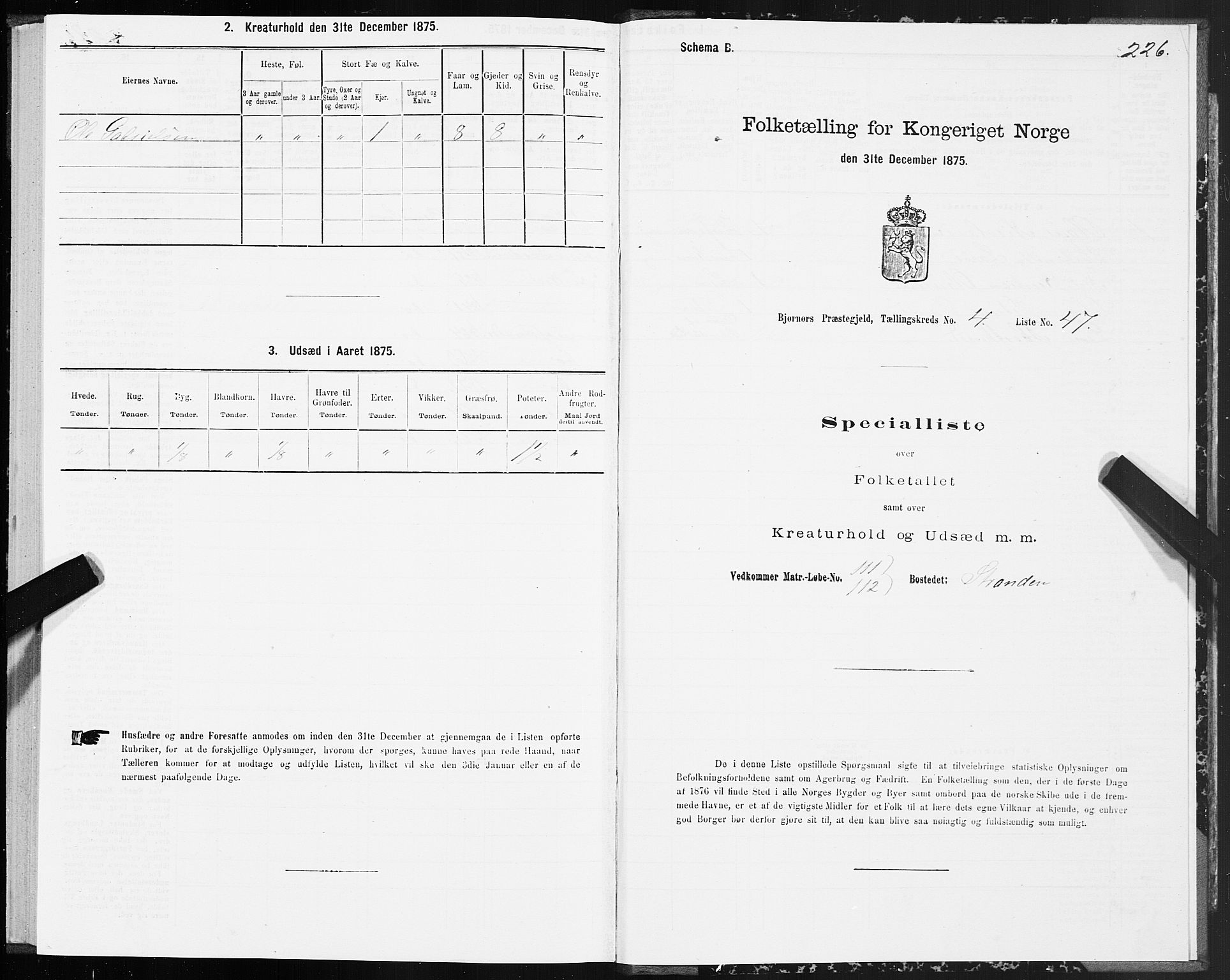 SAT, Folketelling 1875 for 1632P Bjørnør prestegjeld, 1875, s. 2226