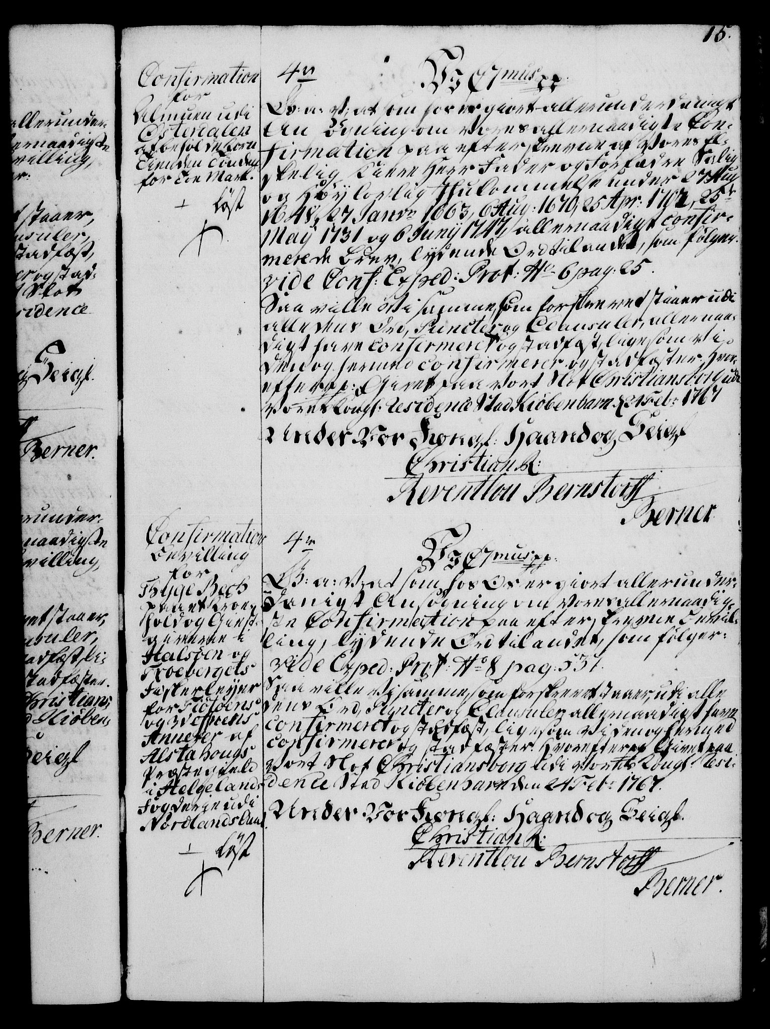 Rentekammeret, Kammerkanselliet, AV/RA-EA-3111/G/Gg/Ggc/Ggca/L0002: Norsk konfirmasjonsekspedisjonsprotokoll med register (merket RK 53.24), 1766-1772, s. 15