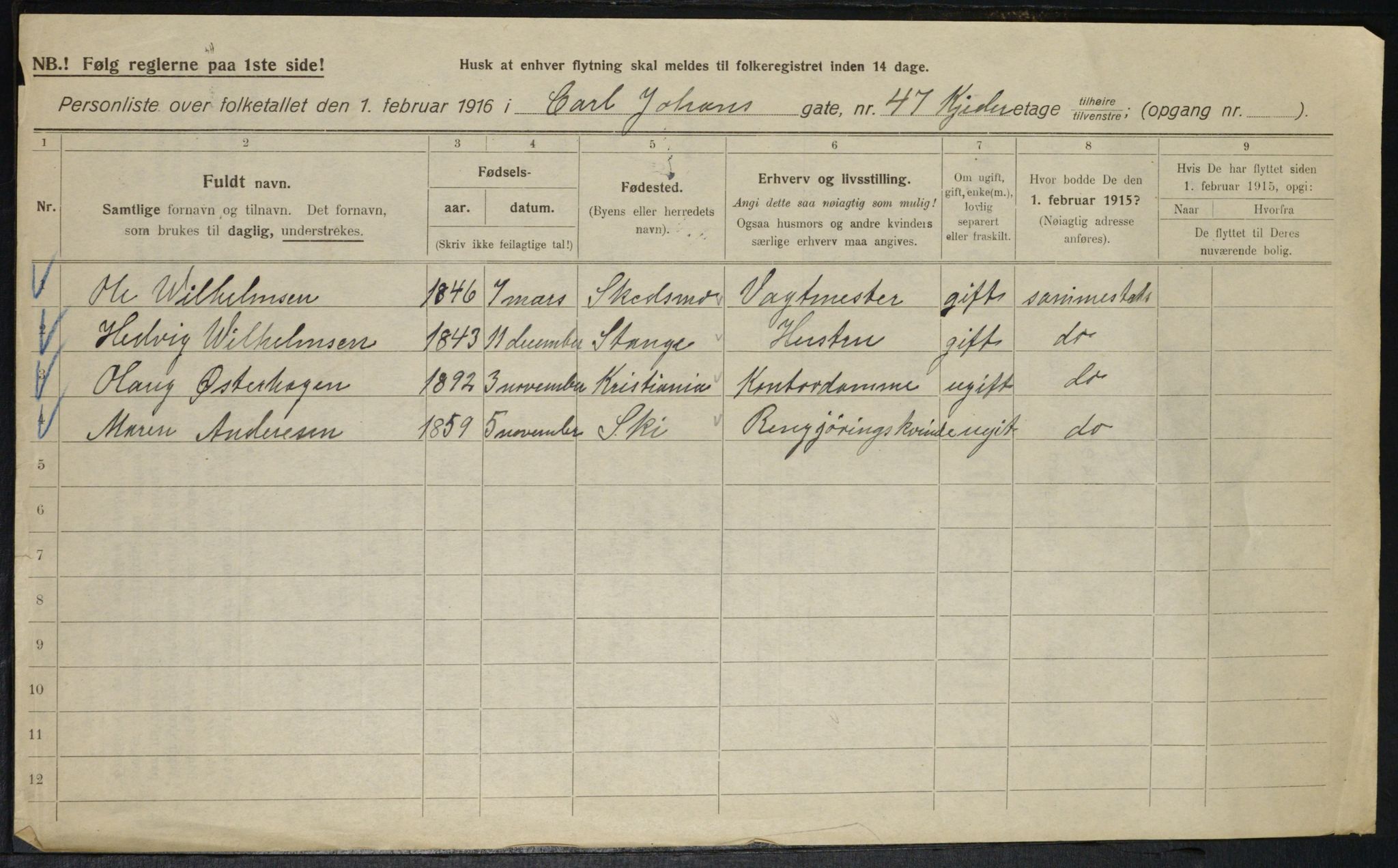 OBA, Kommunal folketelling 1.2.1916 for Kristiania, 1916, s. 49957