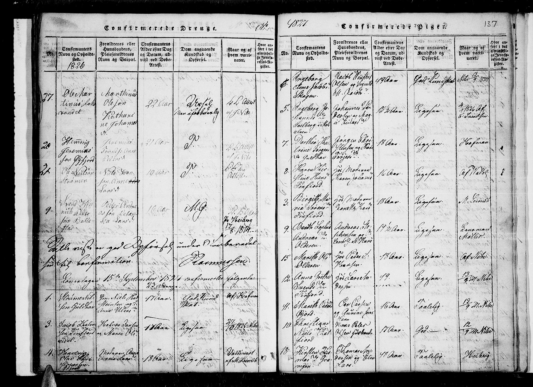 Lenvik sokneprestembete, SATØ/S-1310/H/Ha/Haa/L0003kirke: Ministerialbok nr. 3, 1820-1831, s. 137