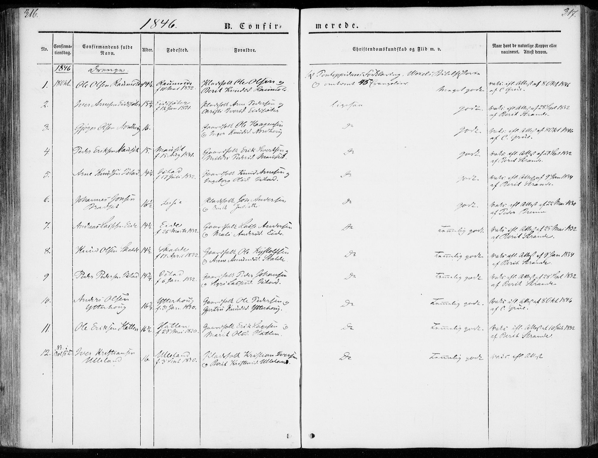 Ministerialprotokoller, klokkerbøker og fødselsregistre - Møre og Romsdal, AV/SAT-A-1454/557/L0680: Ministerialbok nr. 557A02, 1843-1869, s. 316-317