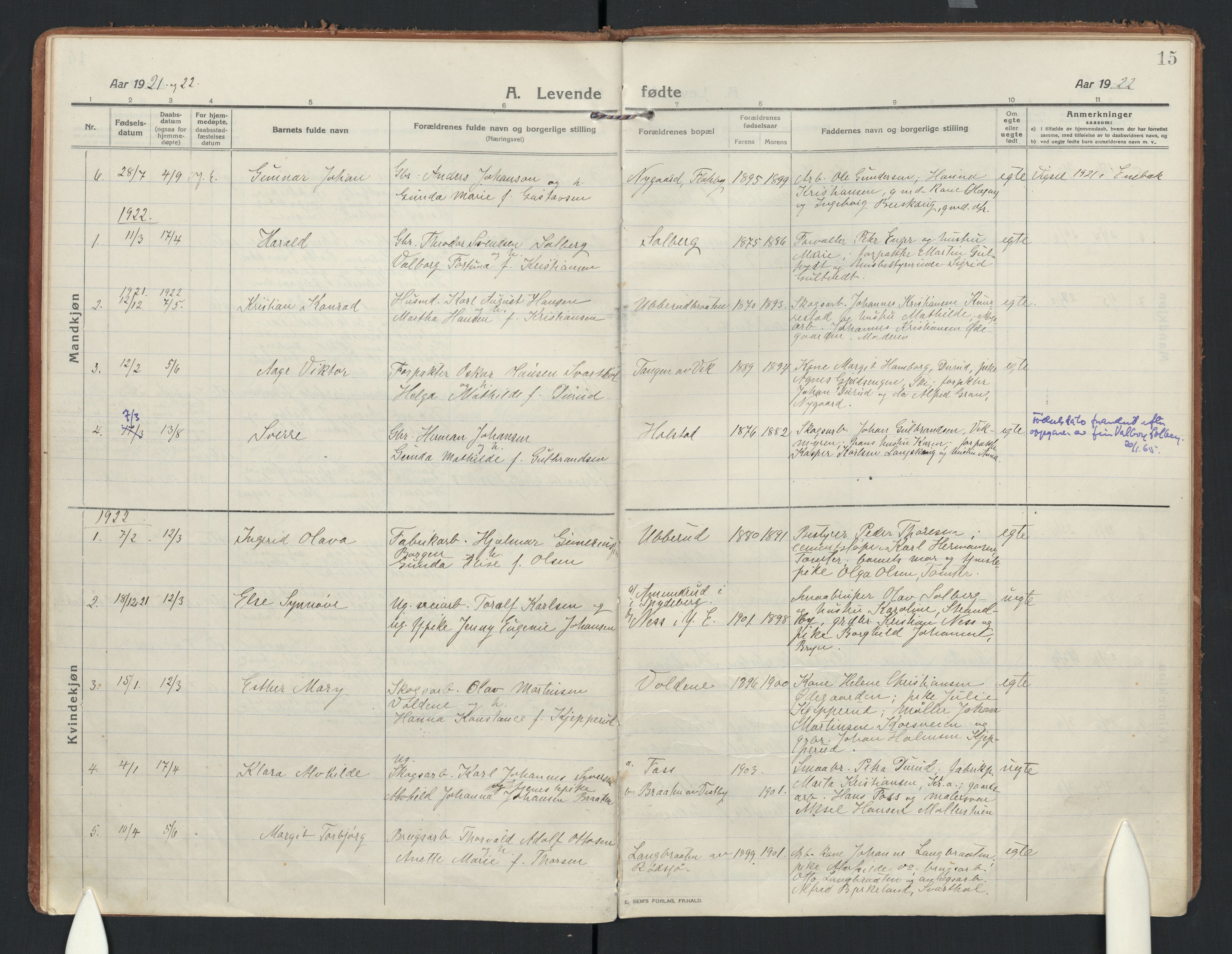 Enebakk prestekontor Kirkebøker, AV/SAO-A-10171c/F/Fb/L0003: Ministerialbok nr. II 3, 1912-1946, s. 15