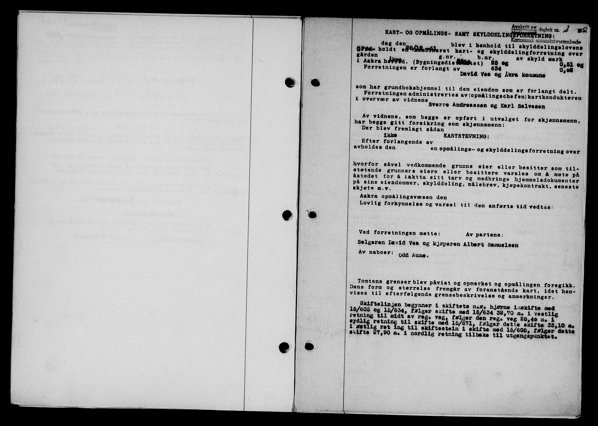 Karmsund sorenskriveri, SAST/A-100311/01/II/IIB/L0104: Pantebok nr. 84A, 1951-1952, Dagboknr: 2/1952