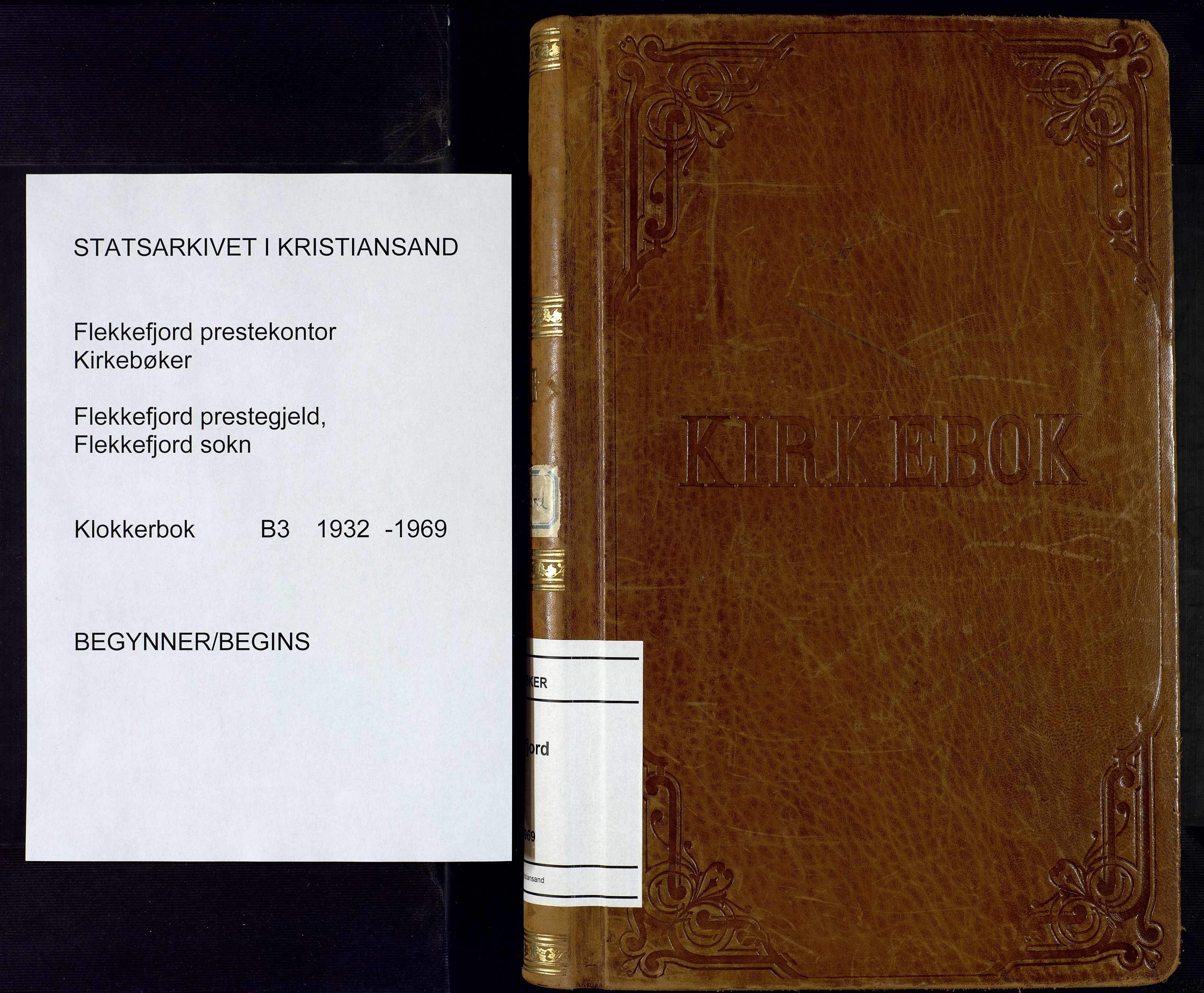 Flekkefjord sokneprestkontor, SAK/1111-0012/F/Fb/Fba/L0003: Klokkerbok nr. B 3, 1932-1969