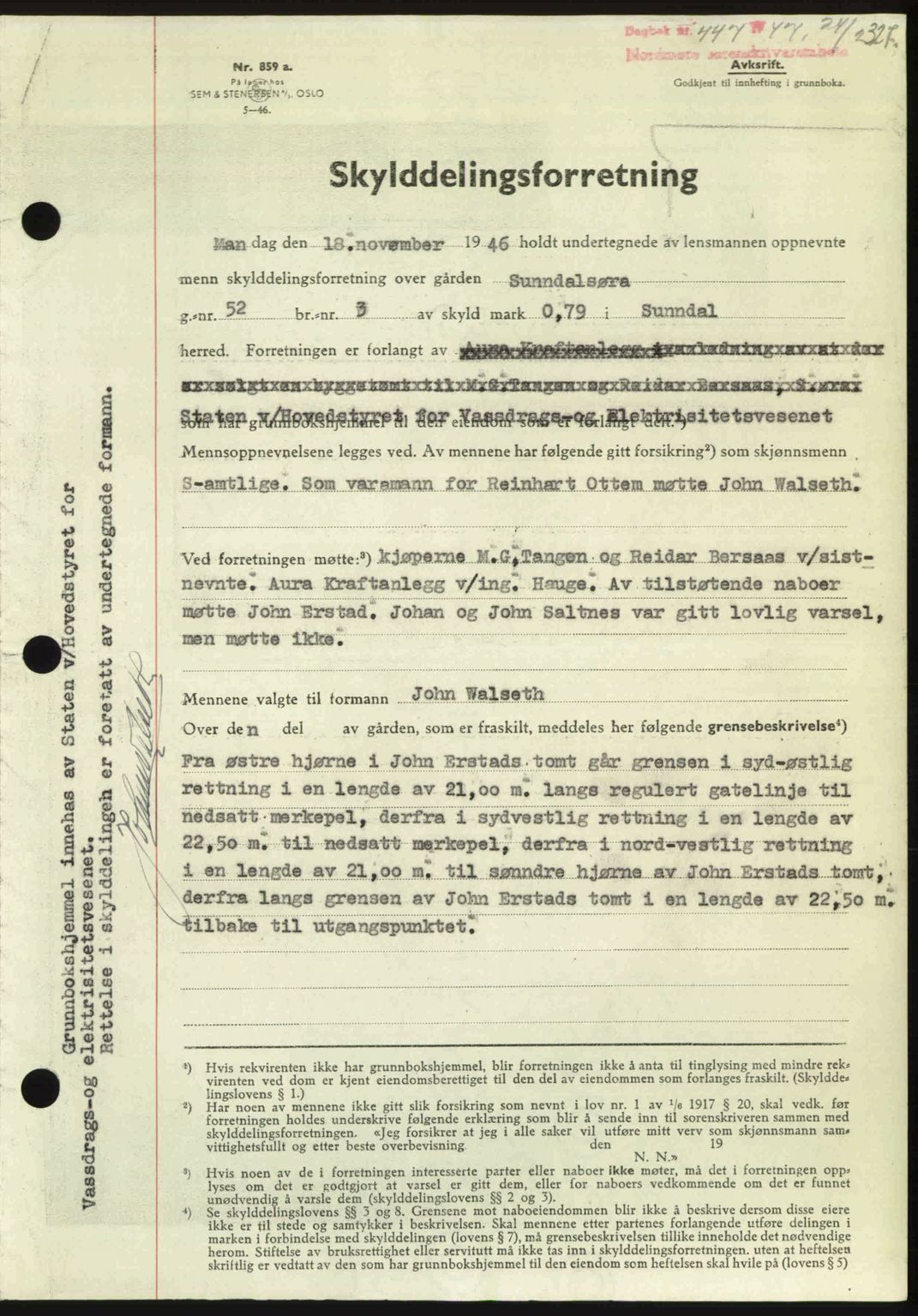 Nordmøre sorenskriveri, SAT/A-4132/1/2/2Ca: Pantebok nr. A104, 1947-1947, Dagboknr: 447/1947