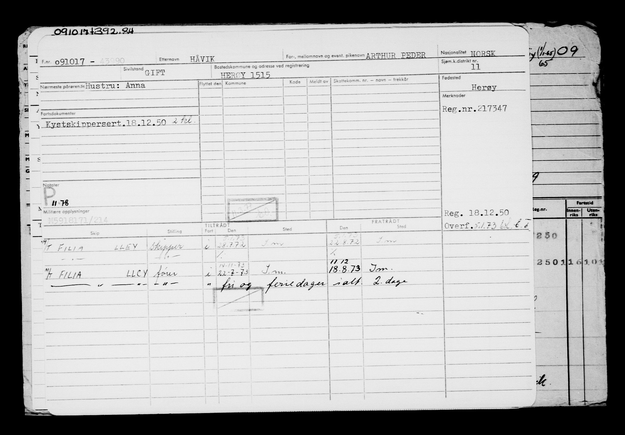 Direktoratet for sjømenn, AV/RA-S-3545/G/Gb/L0152: Hovedkort, 1917, s. 405