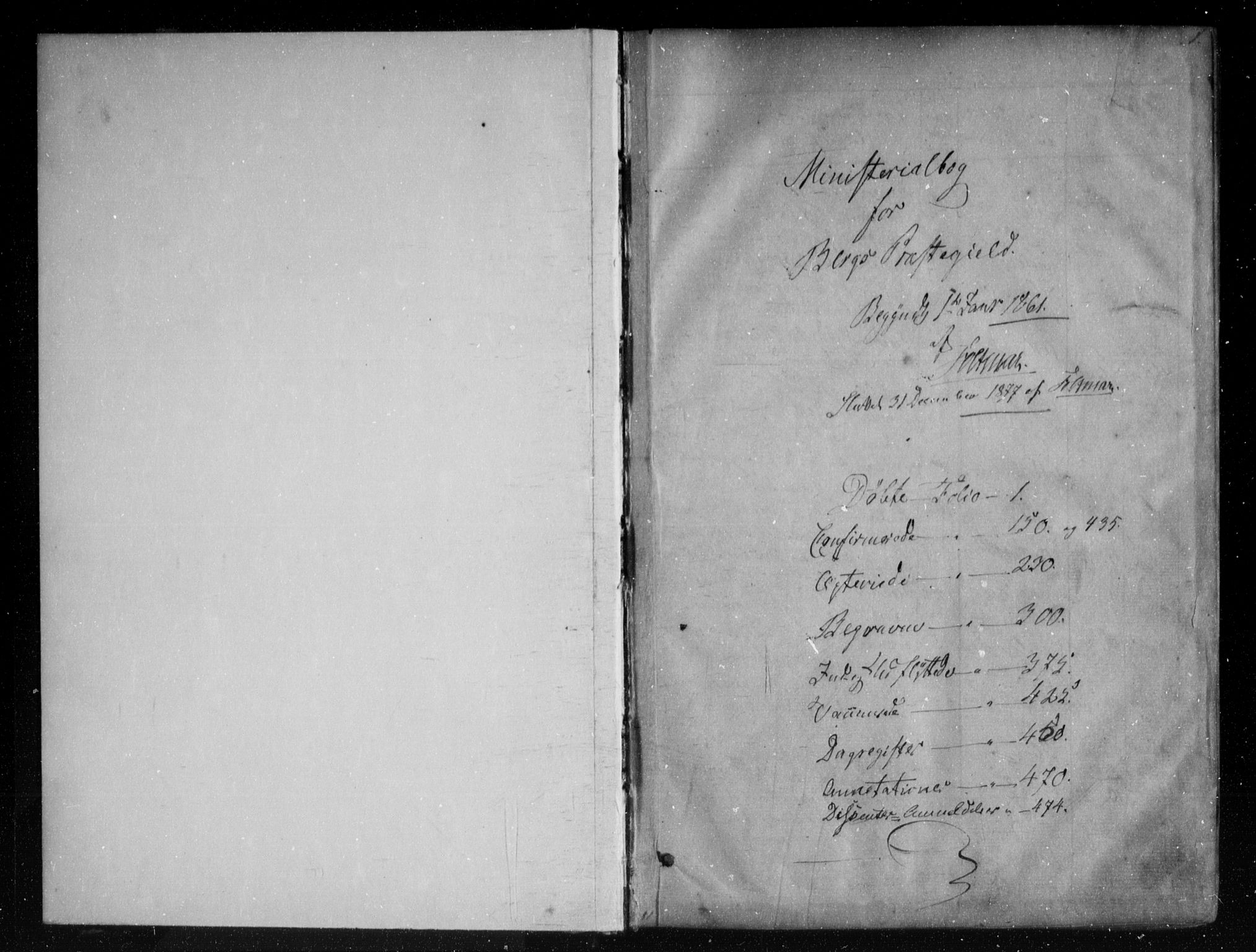 Berg prestekontor Kirkebøker, SAO/A-10902/F/Fa/L0005: Ministerialbok nr. I 5, 1861-1877, s. 1
