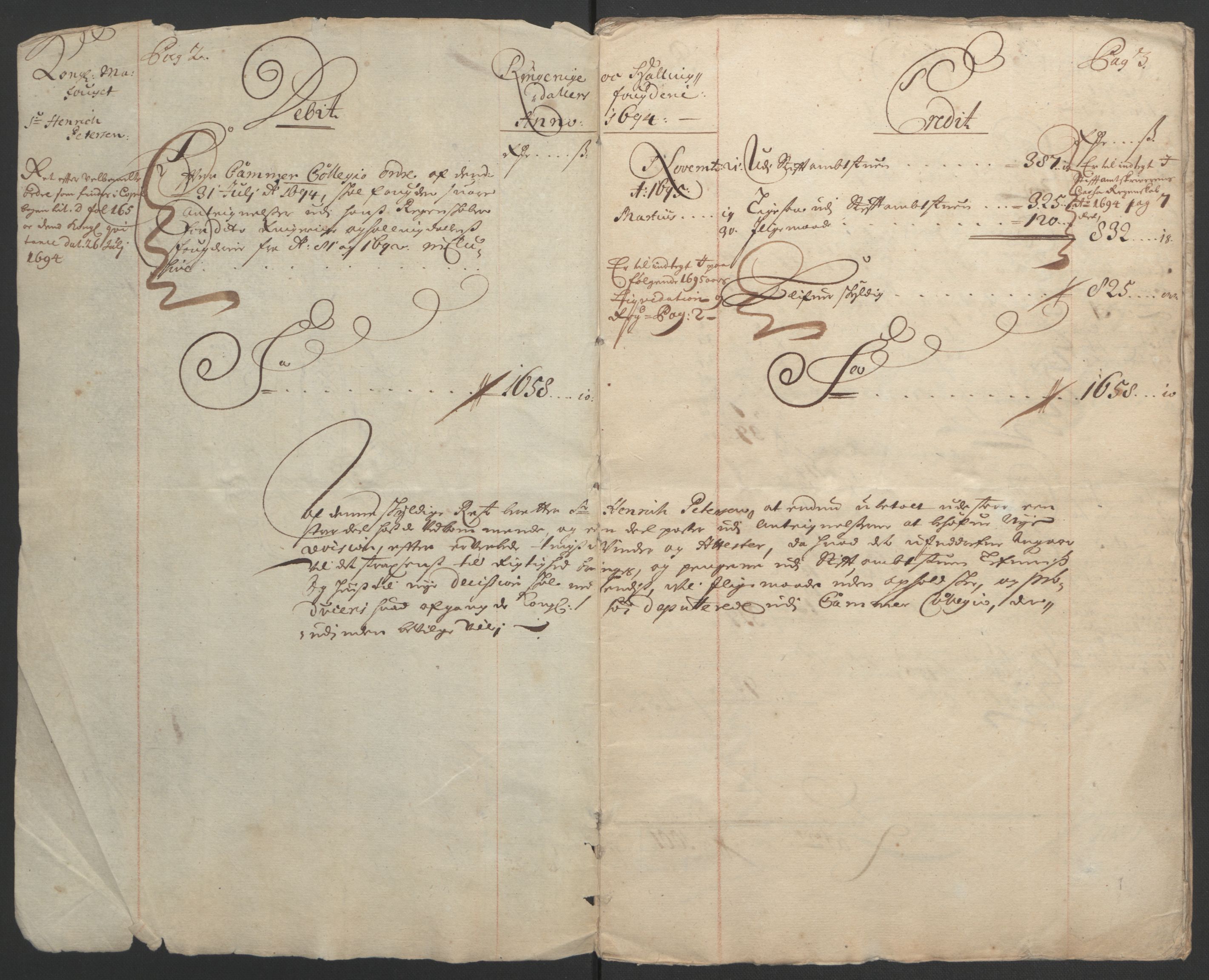 Rentekammeret inntil 1814, Reviderte regnskaper, Fogderegnskap, RA/EA-4092/R22/L1451: Fogderegnskap Ringerike, Hallingdal og Buskerud, 1694, s. 5