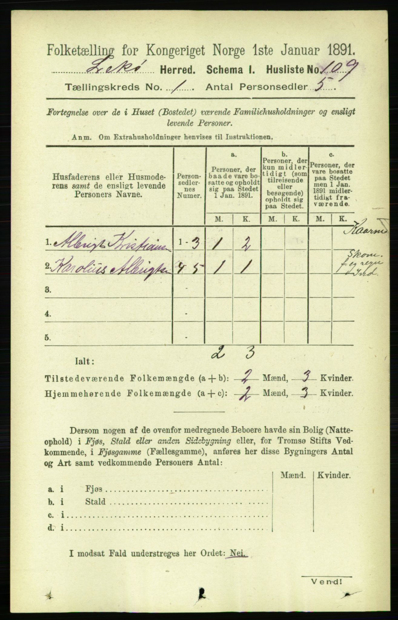 RA, Folketelling 1891 for 1755 Leka herred, 1891, s. 129