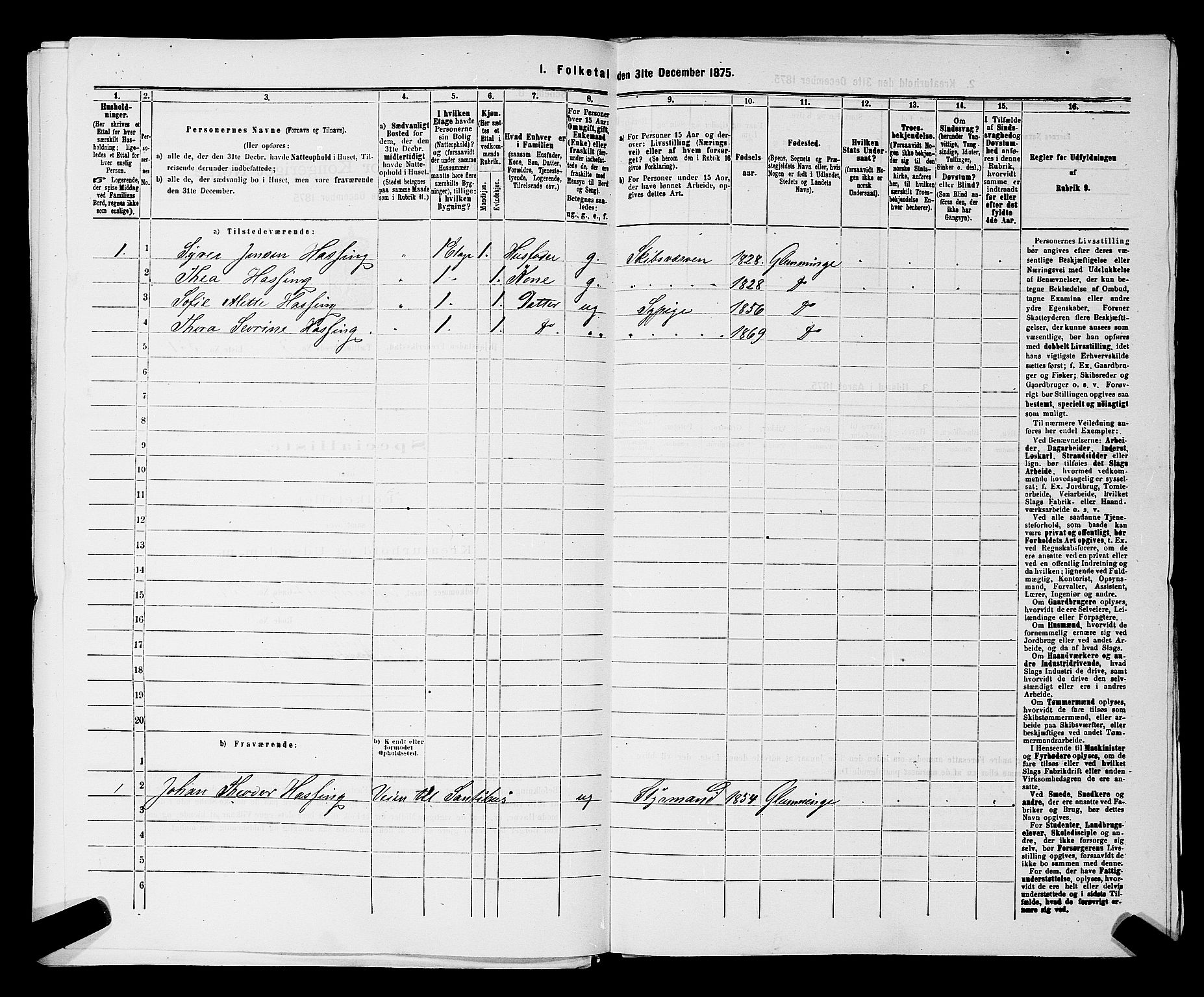 RA, Folketelling 1875 for 0103B Fredrikstad prestegjeld, Fredrikstad kjøpstad, 1875, s. 1306