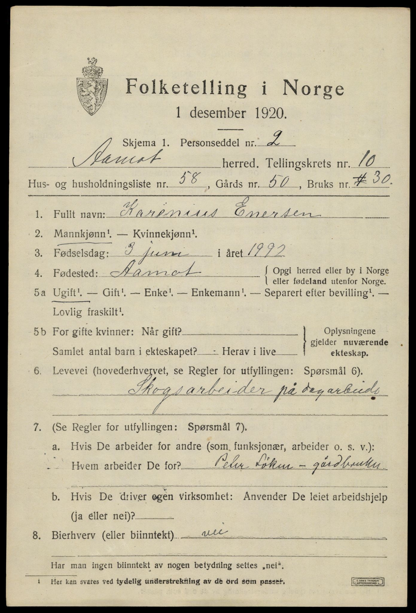 SAH, Folketelling 1920 for 0429 Åmot herred, 1920, s. 9385