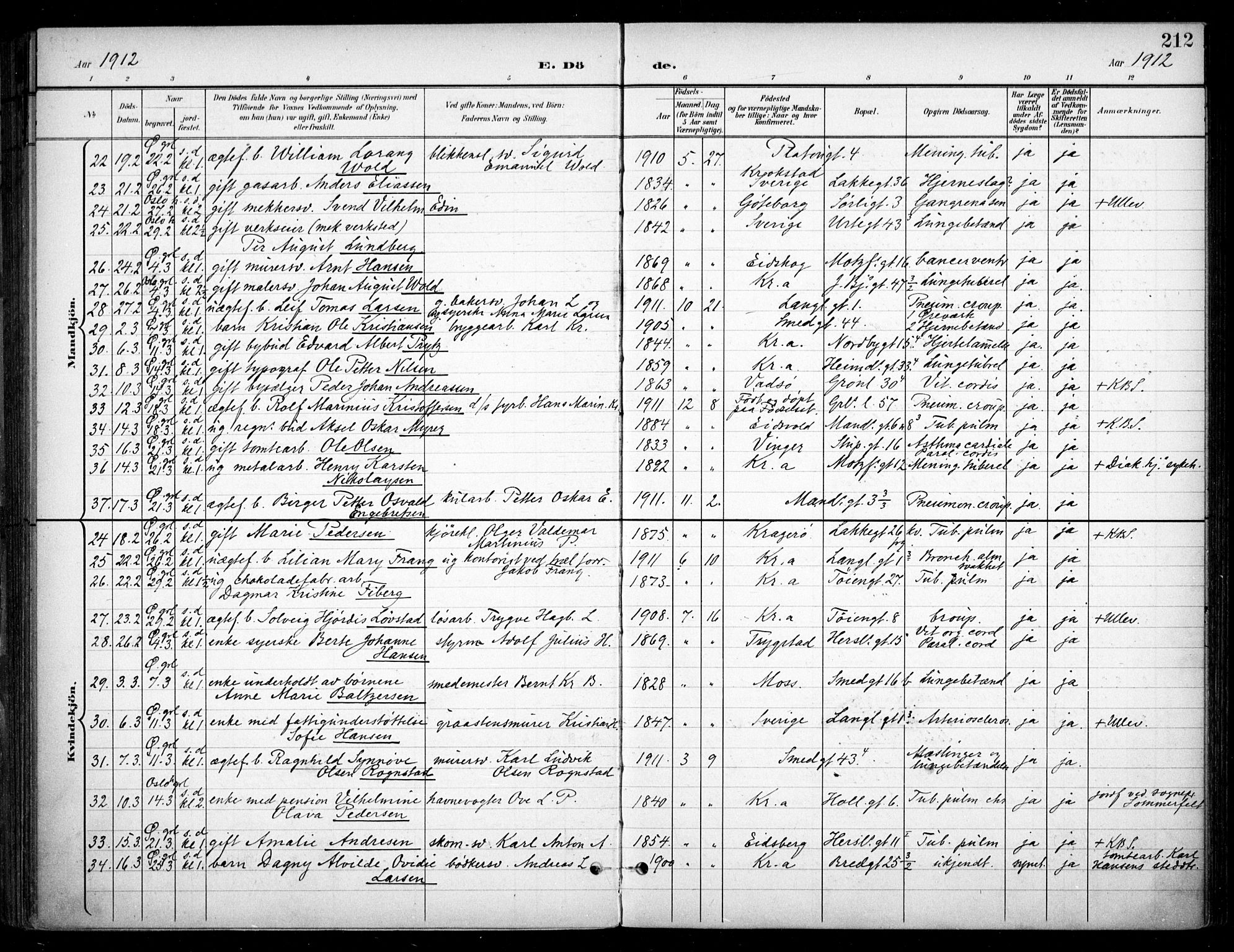 Grønland prestekontor Kirkebøker, AV/SAO-A-10848/F/Fa/L0016: Ministerialbok nr. 16, 1898-1918, s. 212
