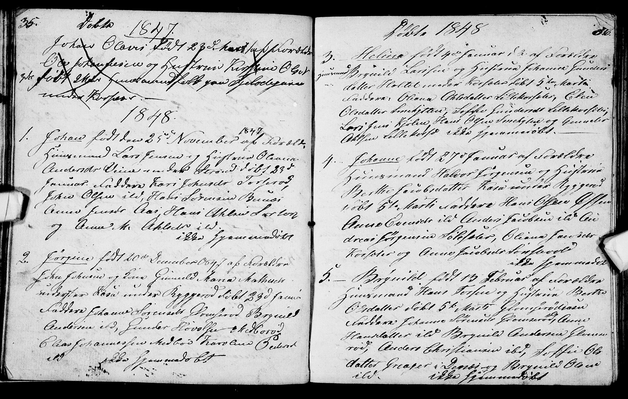 Berg prestekontor Kirkebøker, SAO/A-10902/G/Gc/L0001: Klokkerbok nr. III 1, 1844-1855, s. 35-36