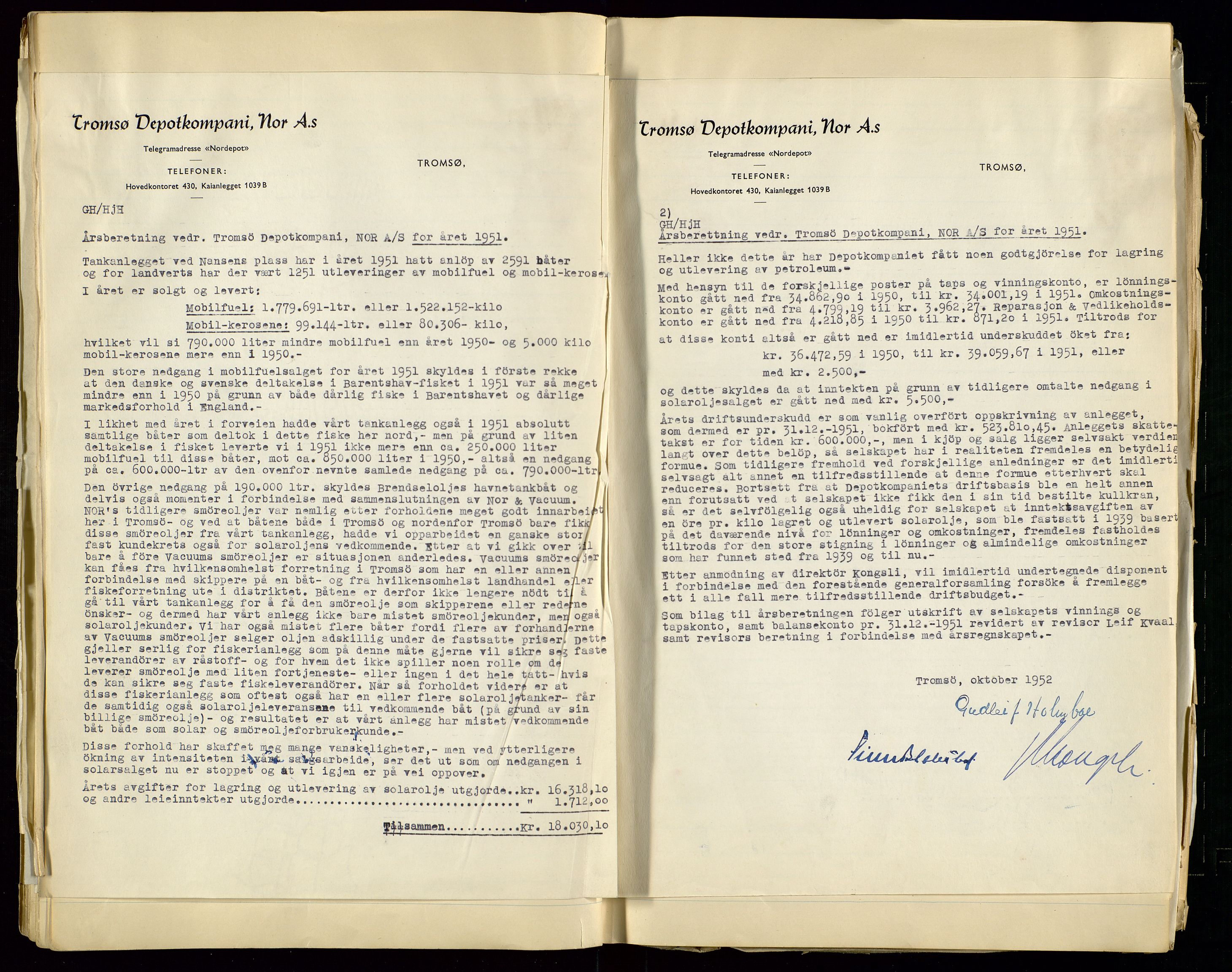 Pa 1518 - Tromsø Depotkompani NOR A/S, AV/SAST-A-101923/A/L0001: Styreprotokoll, 1939-1959, s. 41