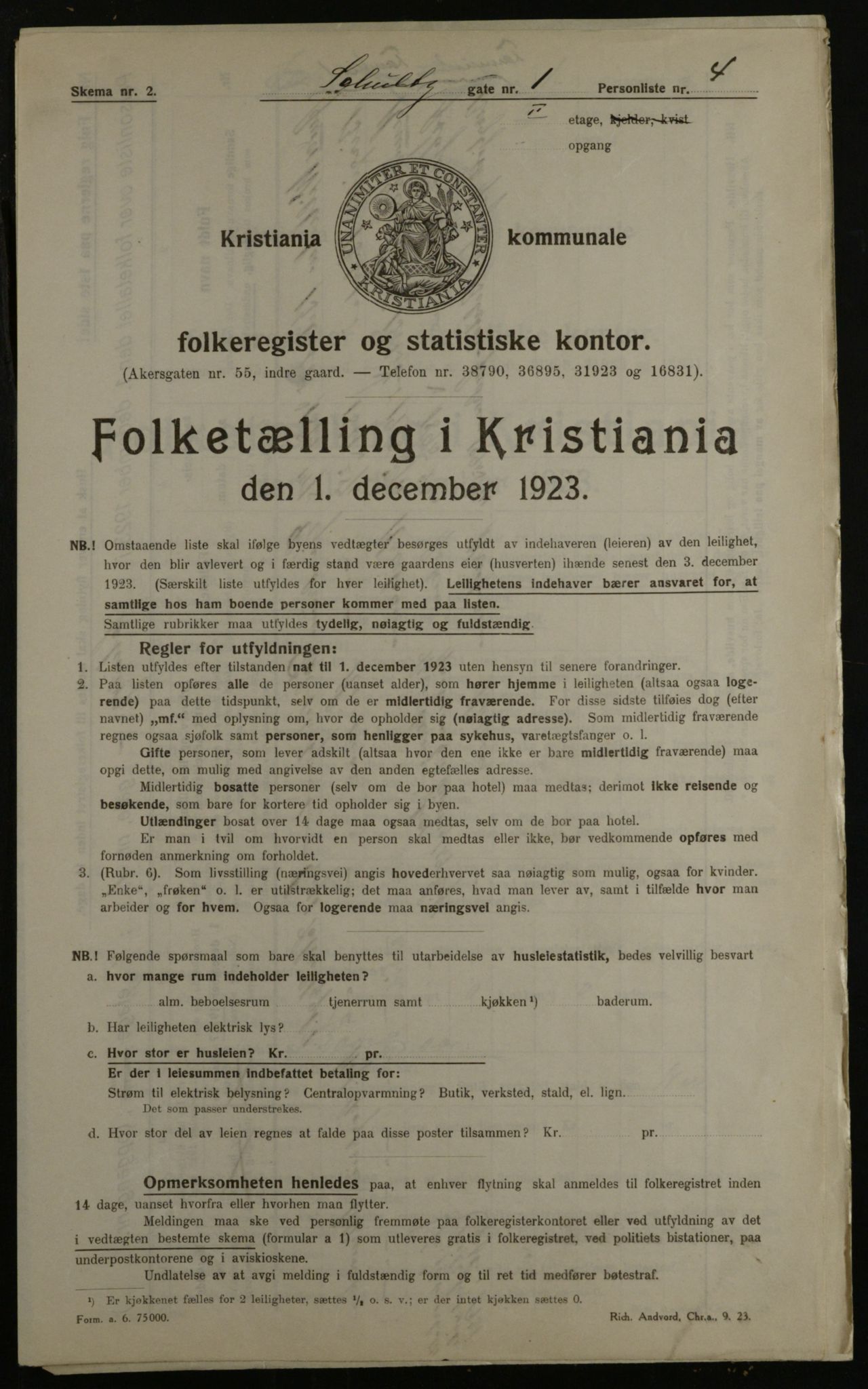 OBA, Kommunal folketelling 1.12.1923 for Kristiania, 1923, s. 100337