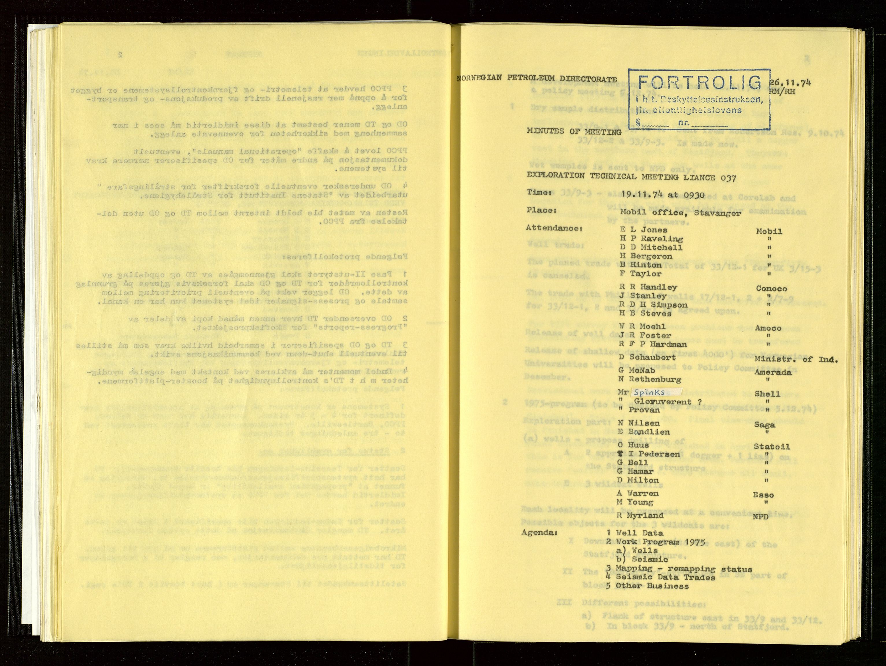 Oljedirektoratet, AV/SAST-A-101366/Aa/L0003: Referatprotokoller, 1974