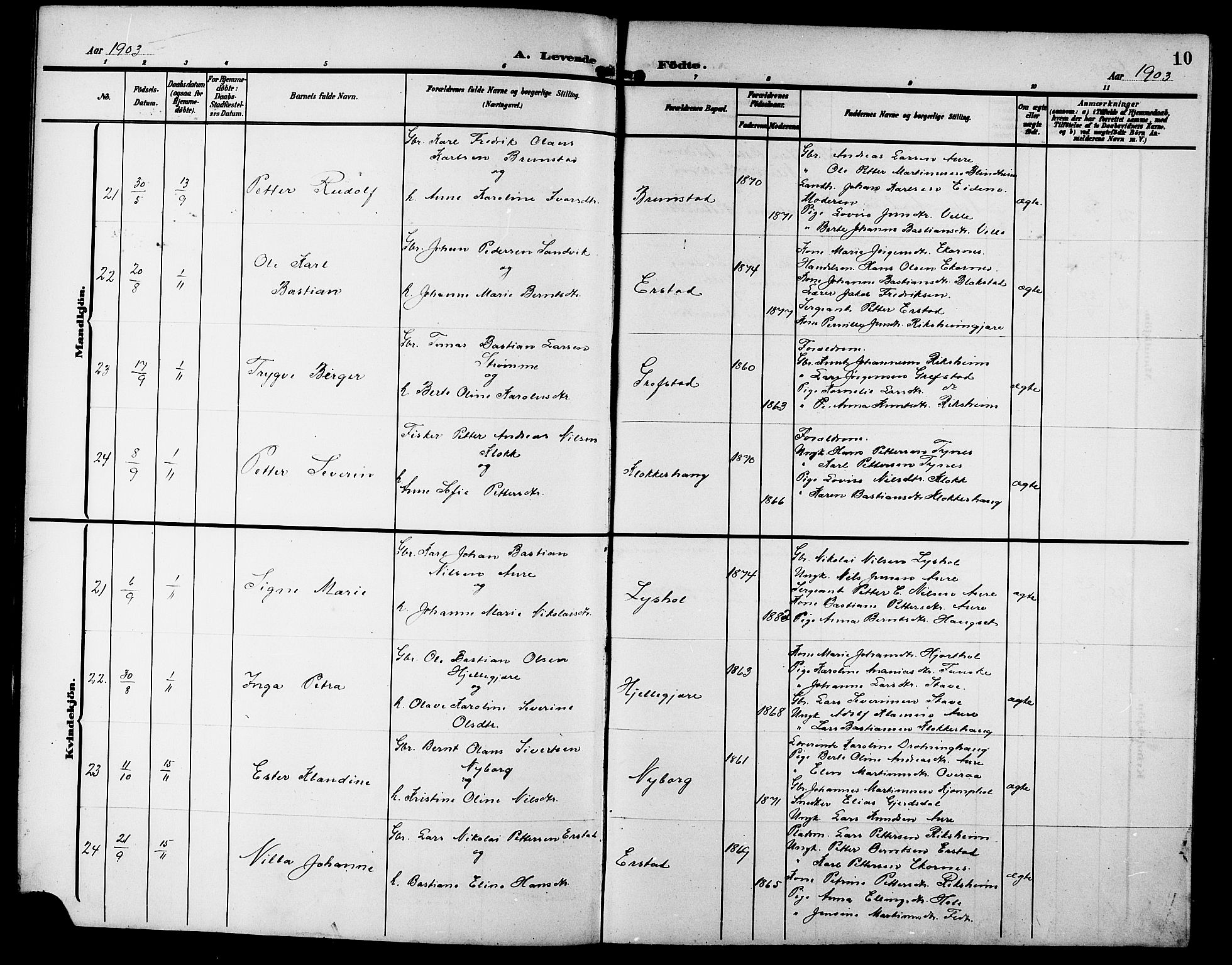 Ministerialprotokoller, klokkerbøker og fødselsregistre - Møre og Romsdal, AV/SAT-A-1454/523/L0341: Klokkerbok nr. 523C04, 1903-1916, s. 10