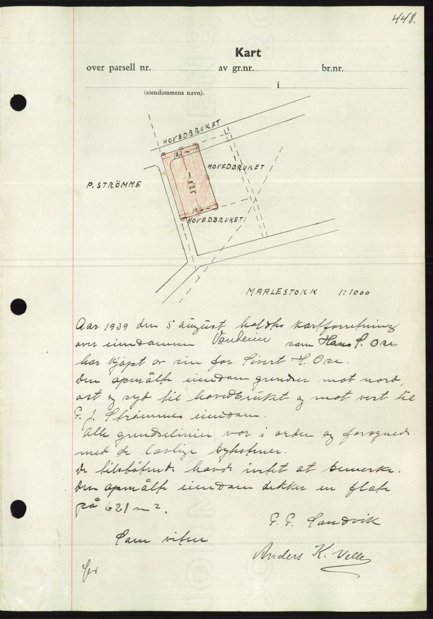 Søre Sunnmøre sorenskriveri, AV/SAT-A-4122/1/2/2C/L0068: Pantebok nr. 62, 1939-1939, Dagboknr: 1291/1939