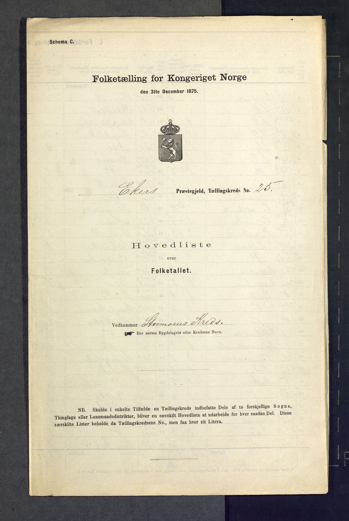 SAKO, Folketelling 1875 for 0624P Eiker prestegjeld, 1875, s. 138