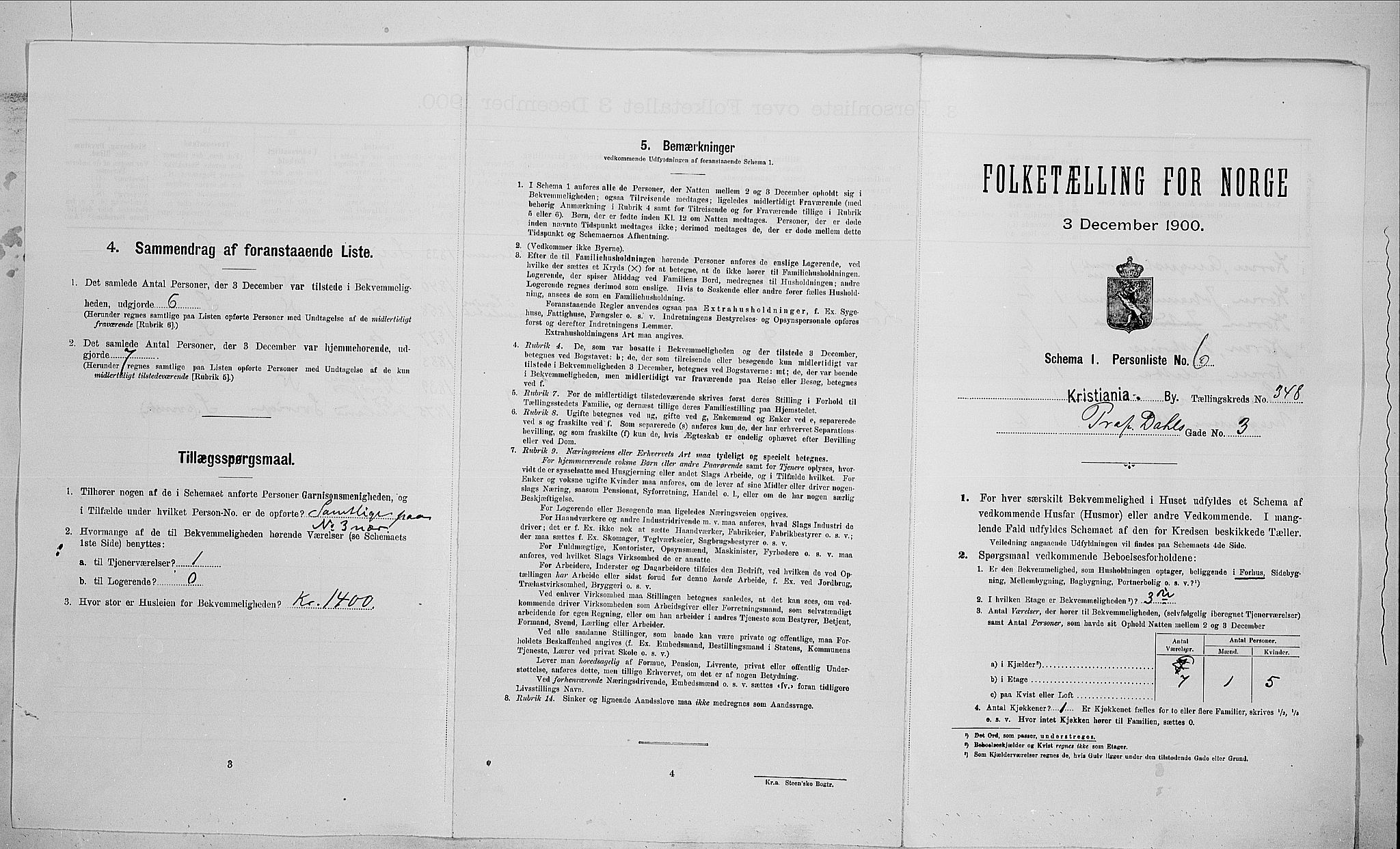 SAO, Folketelling 1900 for 0301 Kristiania kjøpstad, 1900, s. 73164