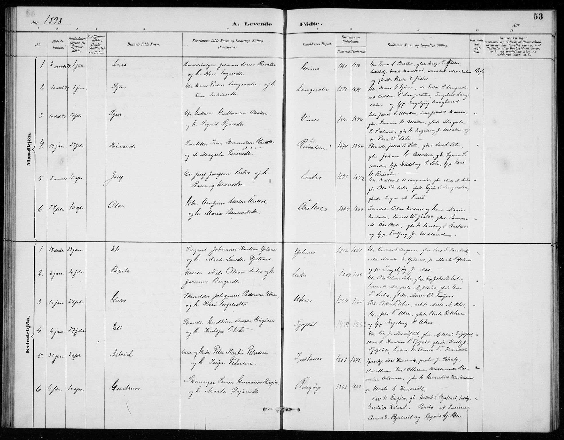 Ullensvang sokneprestembete, AV/SAB-A-78701/H/Hab: Klokkerbok nr. E  7, 1887-1929, s. 53