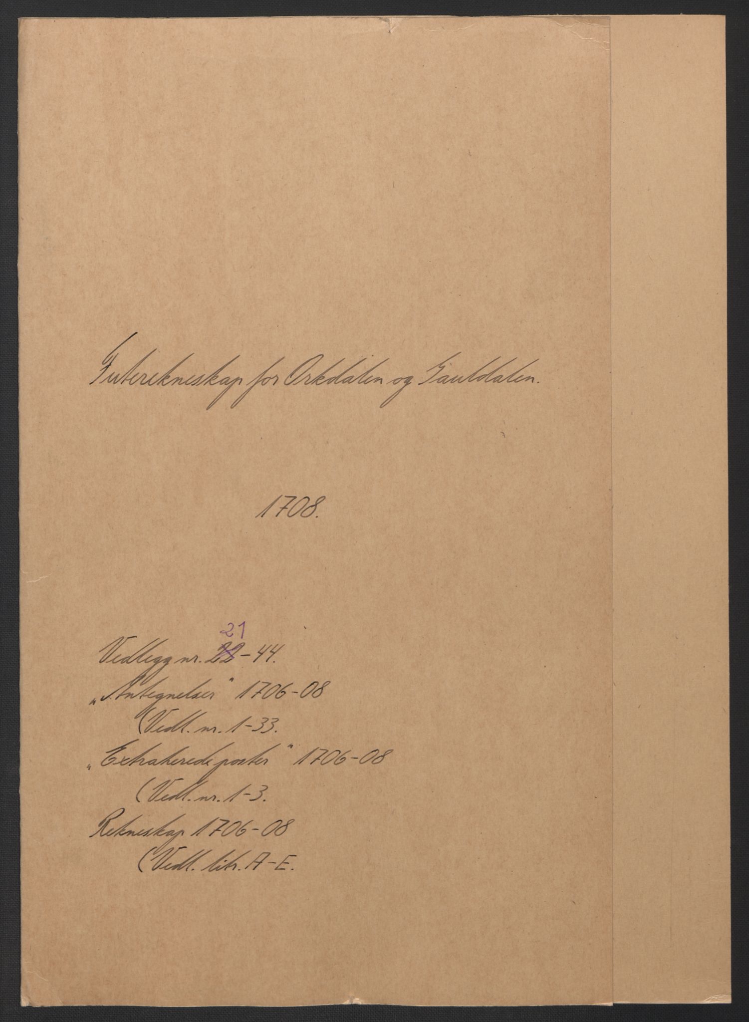 Rentekammeret inntil 1814, Reviderte regnskaper, Fogderegnskap, RA/EA-4092/R60/L3958: Fogderegnskap Orkdal og Gauldal, 1708, s. 300